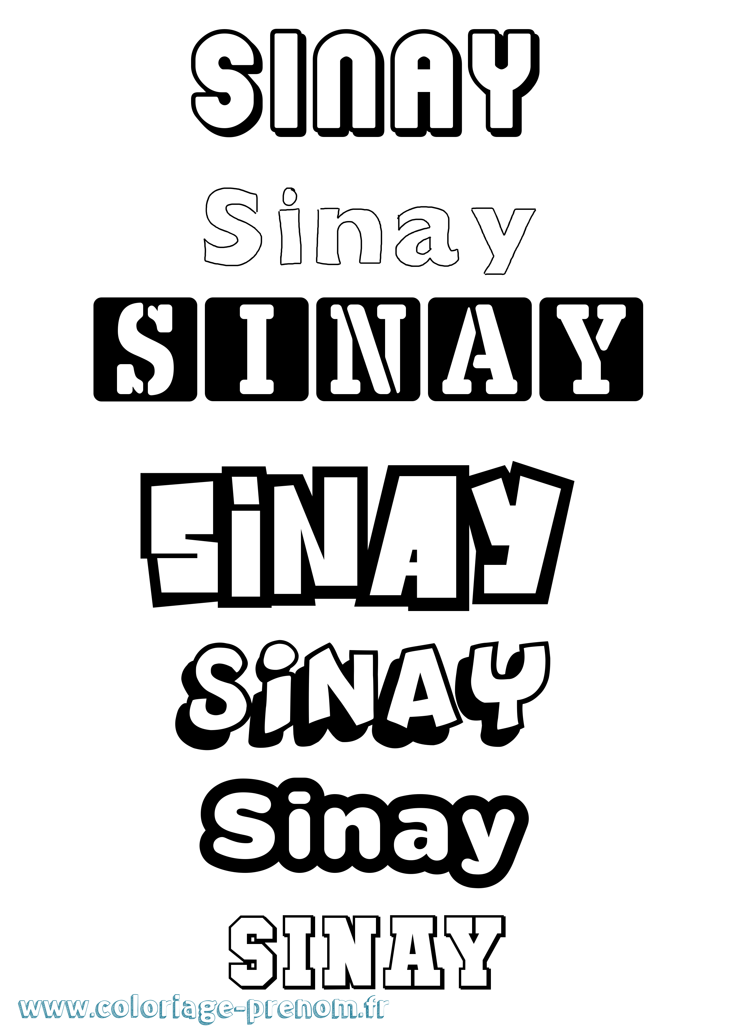Coloriage Sinay Simple Coloriage prénom Sinay Simple