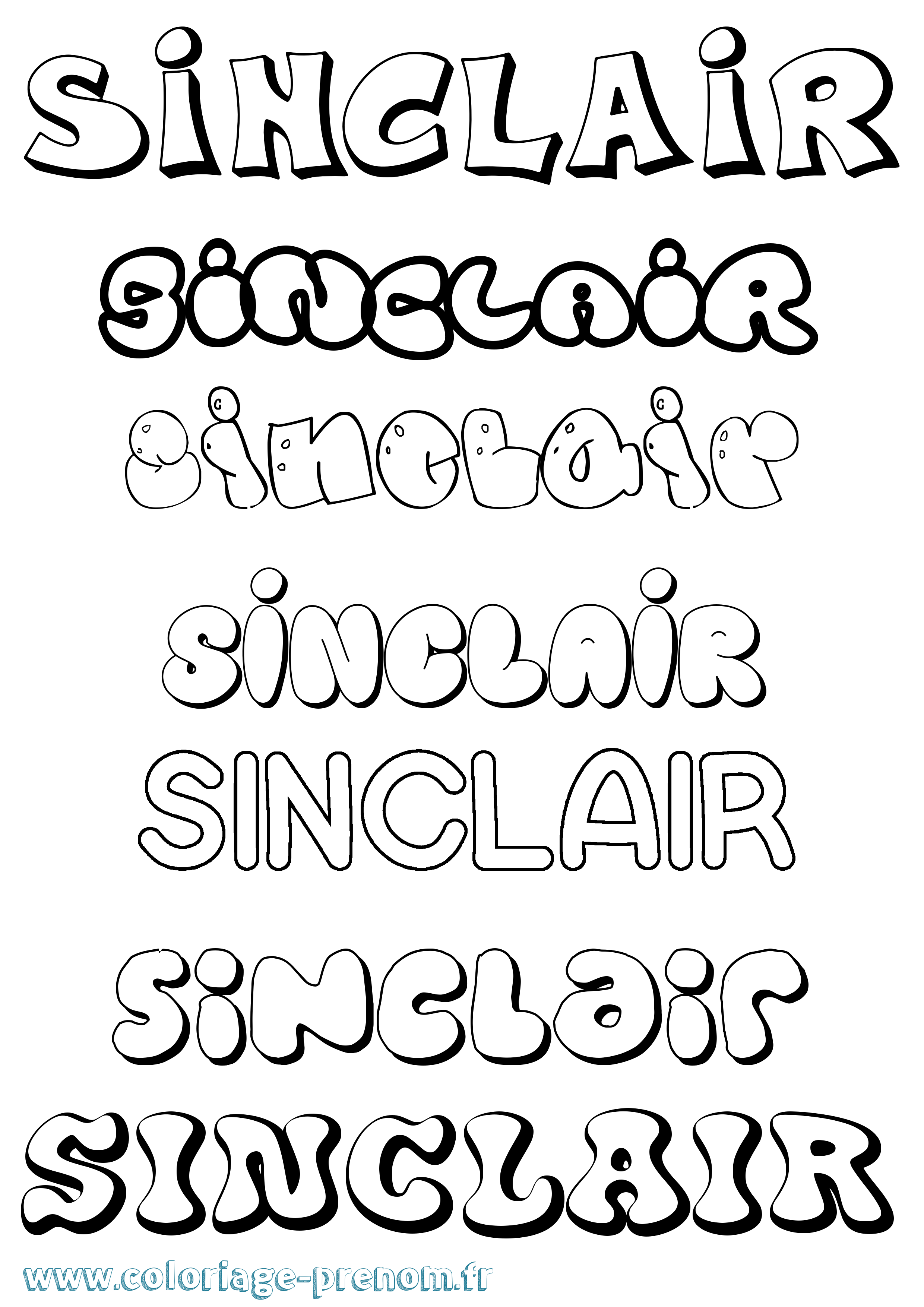 Coloriage Sinclair Bubble Coloriage prénom Sinclair Bubble