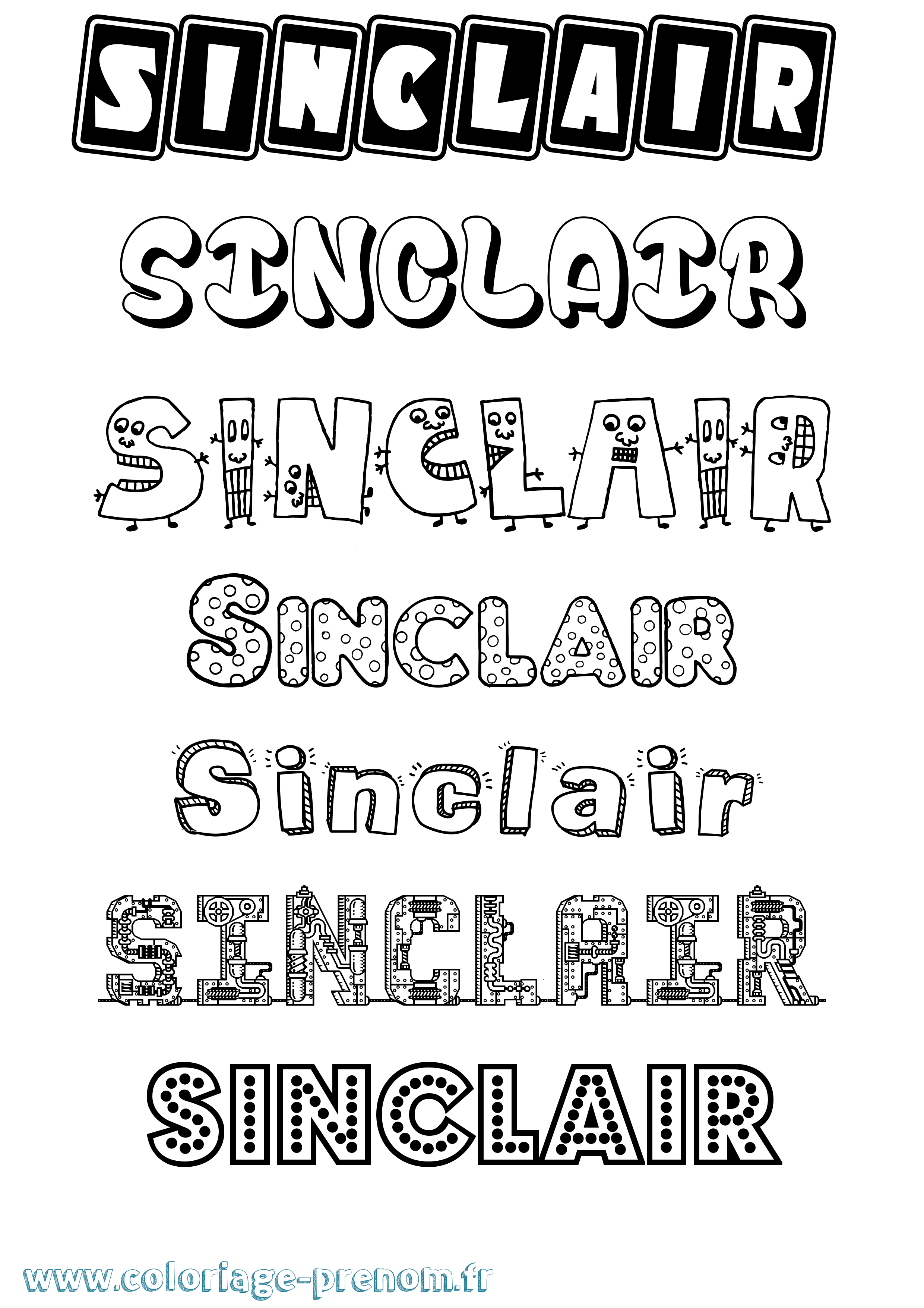 Coloriage Sinclair Fun Coloriage prénom Sinclair Fun