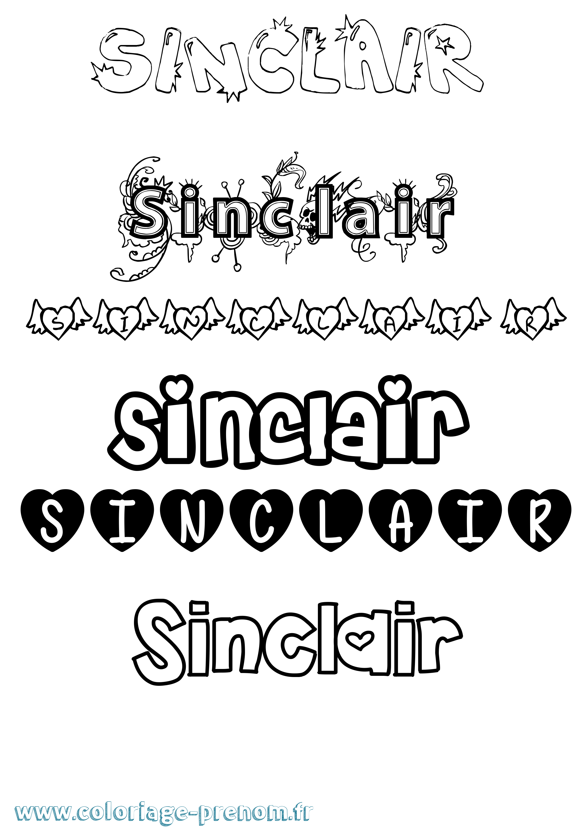 Coloriage Sinclair Girly Coloriage prénom Sinclair Girly