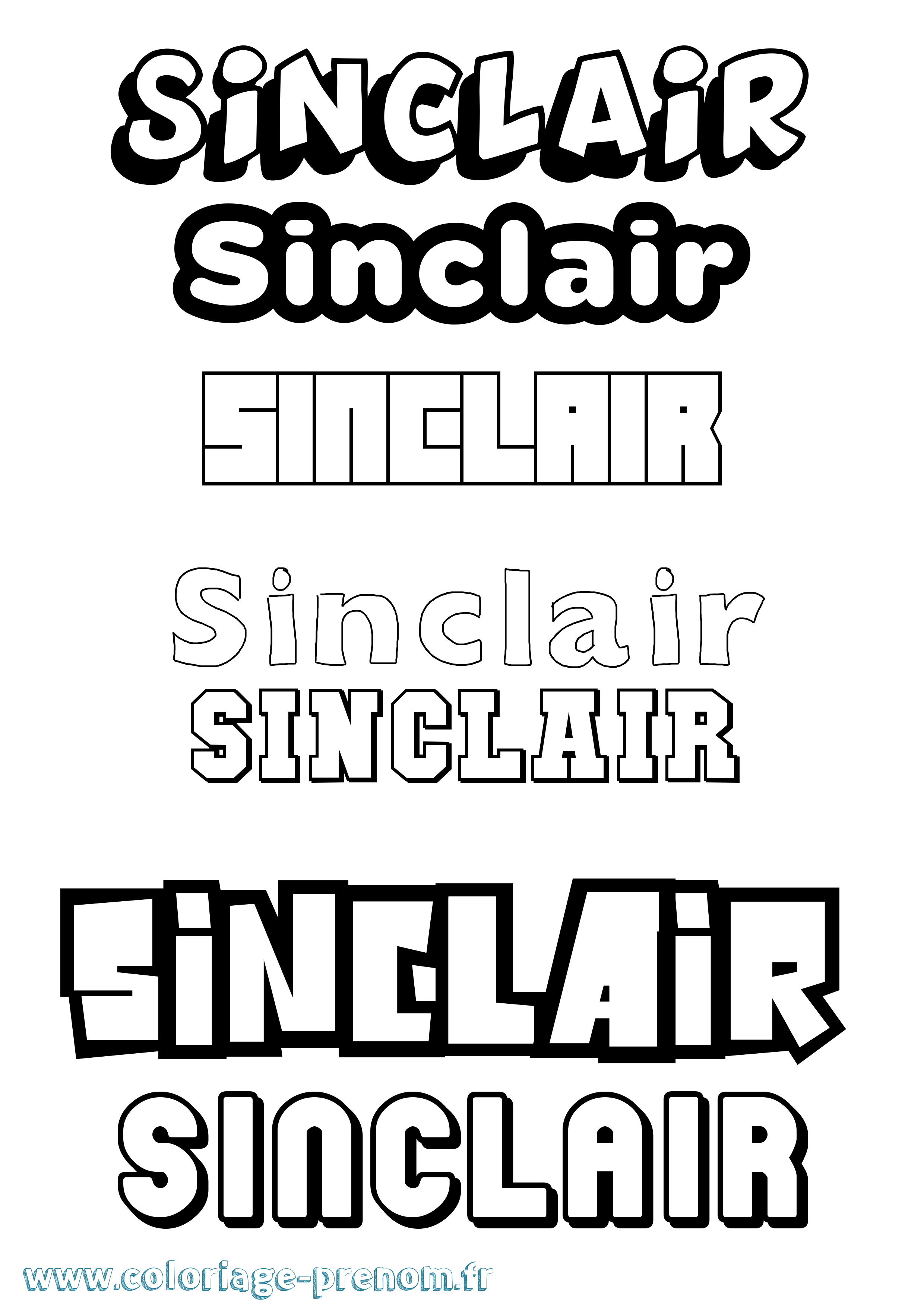Coloriage Sinclair Simple Coloriage prénom Sinclair Simple