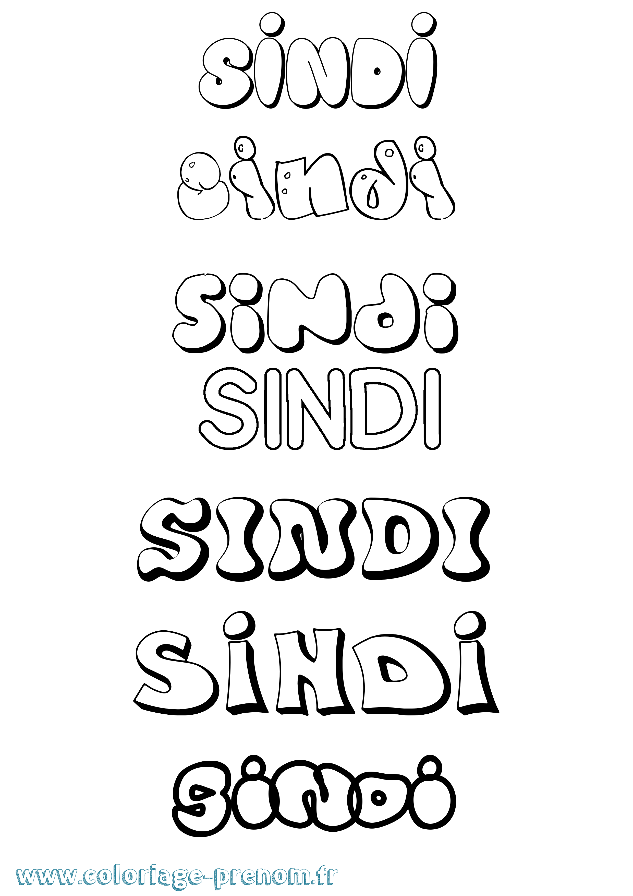 Coloriage Sindi Bubble Coloriage prénom Sindi Bubble