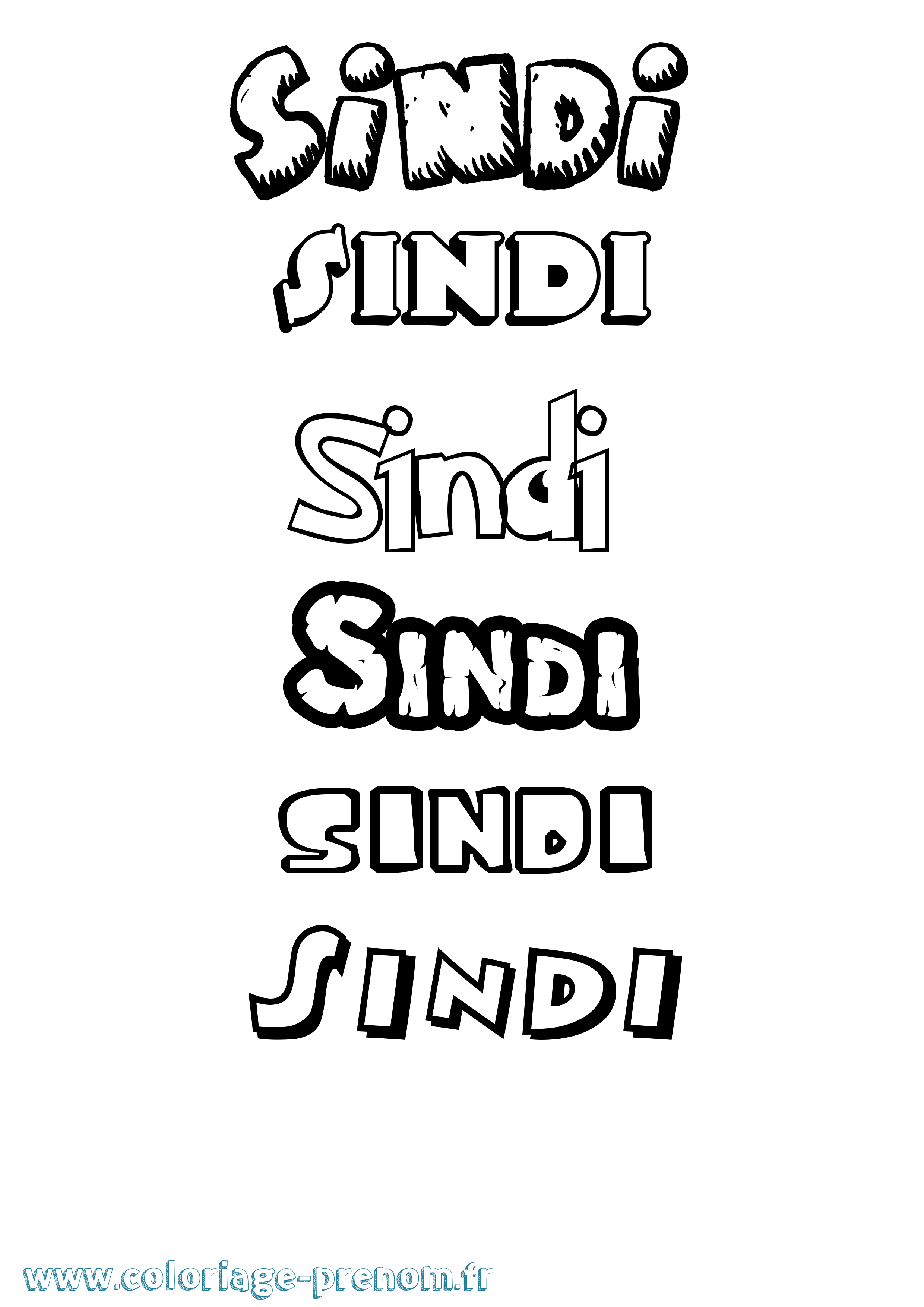 Coloriage Sindi Dessin Animé Coloriage prénom Sindi Dessin Animé