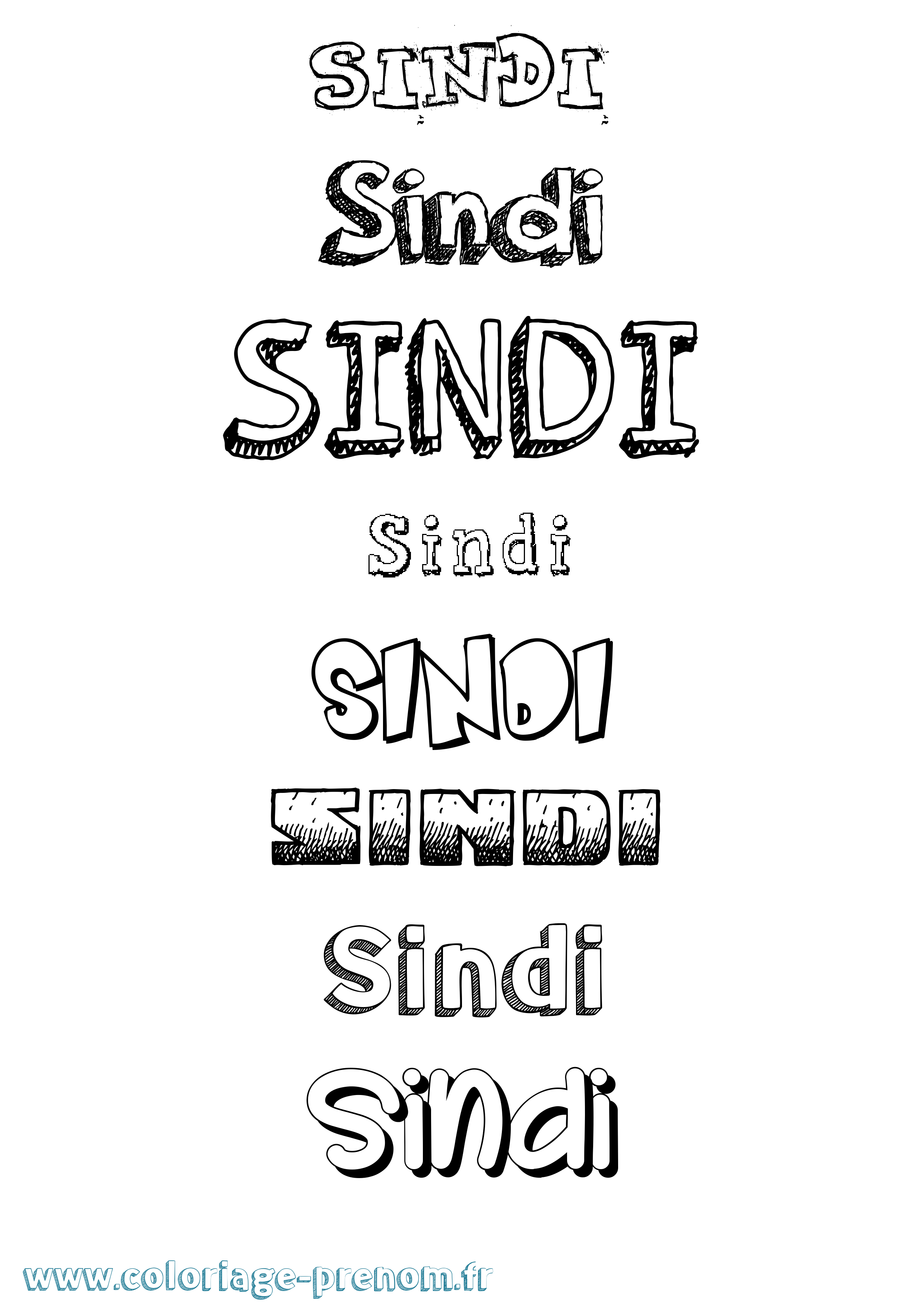 Coloriage Sindi Dessiné Coloriage prénom Sindi Dessiné