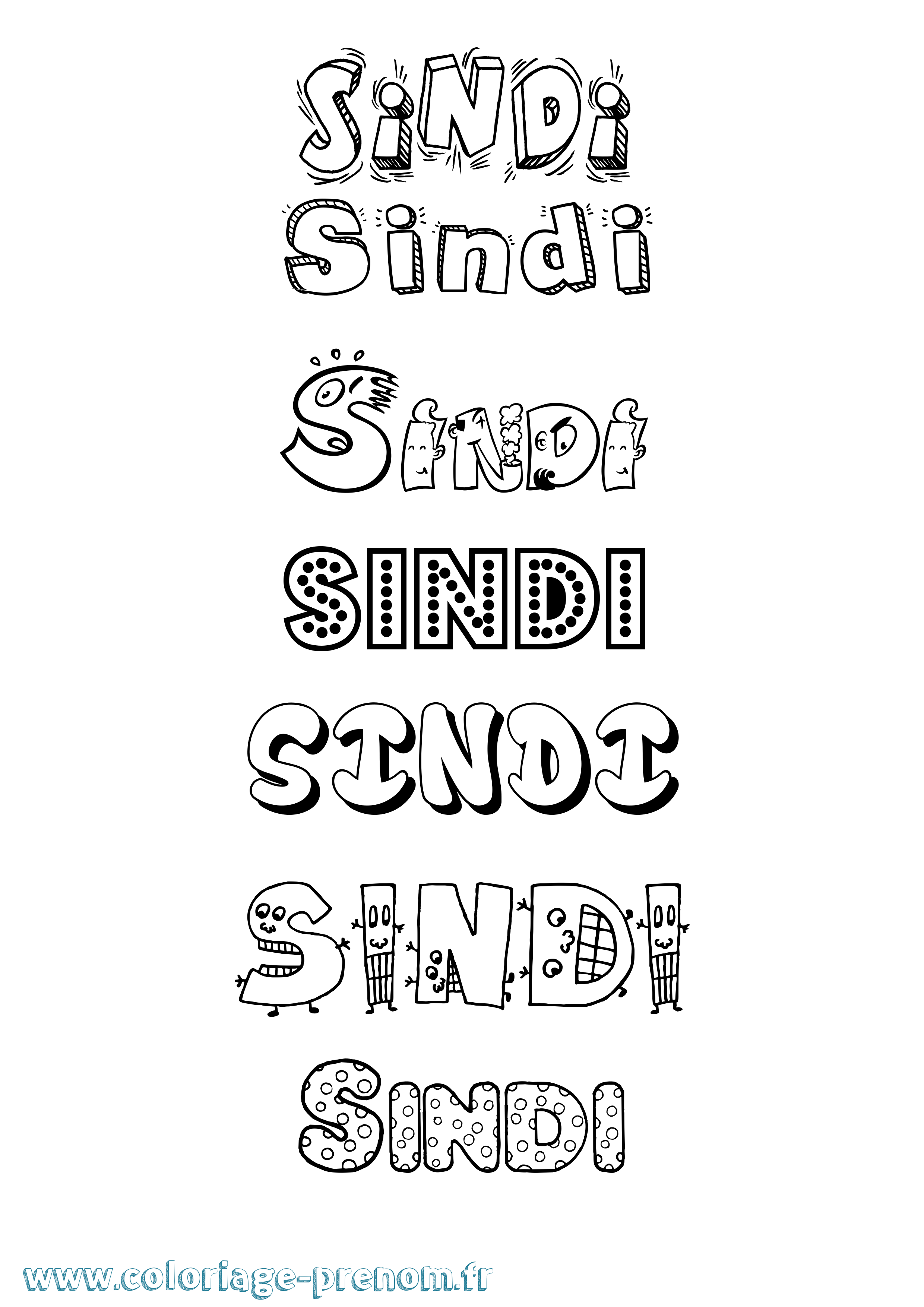 Coloriage Sindi Fun Coloriage prénom Sindi Fun