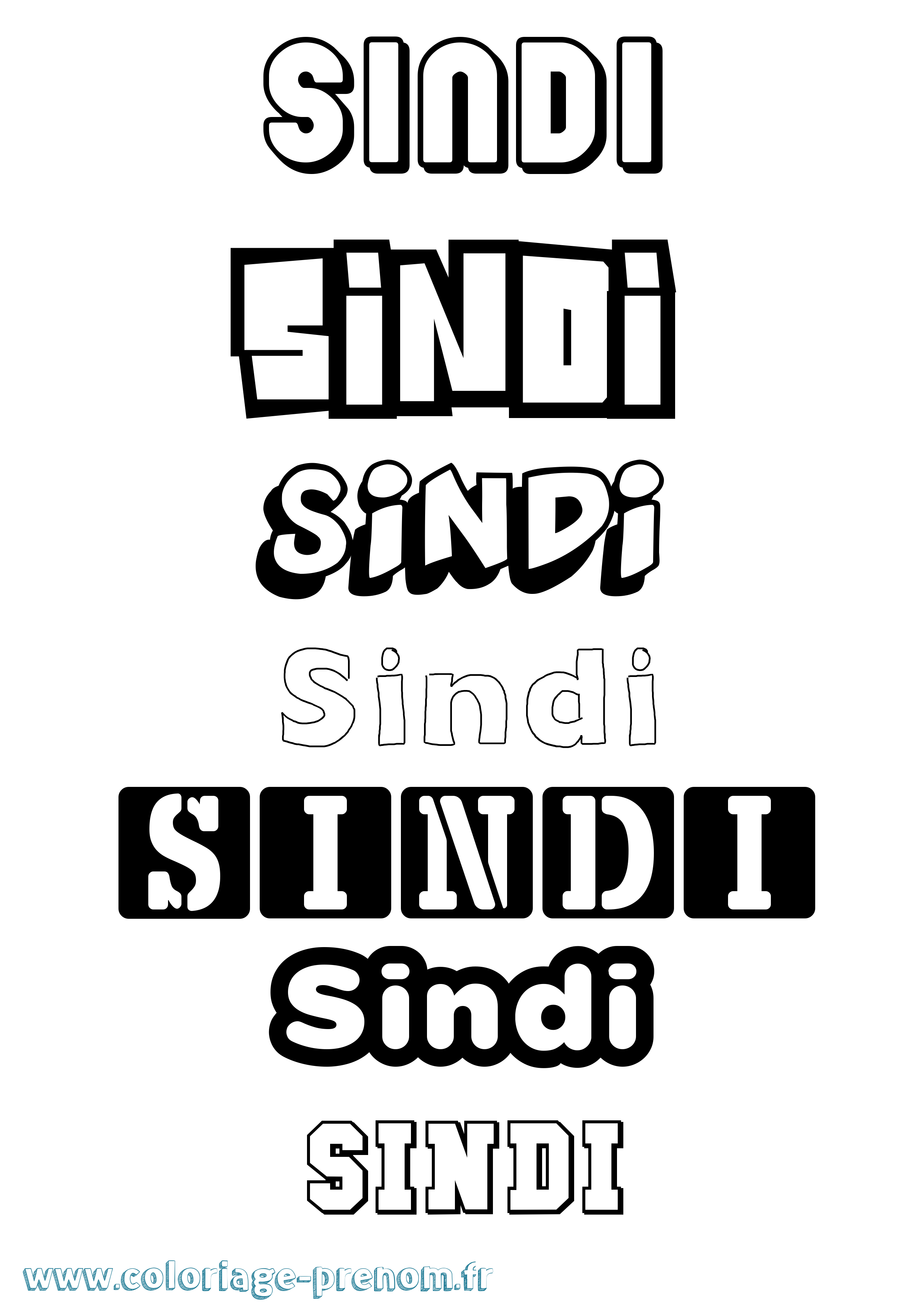 Coloriage Sindi Simple Coloriage prénom Sindi Simple
