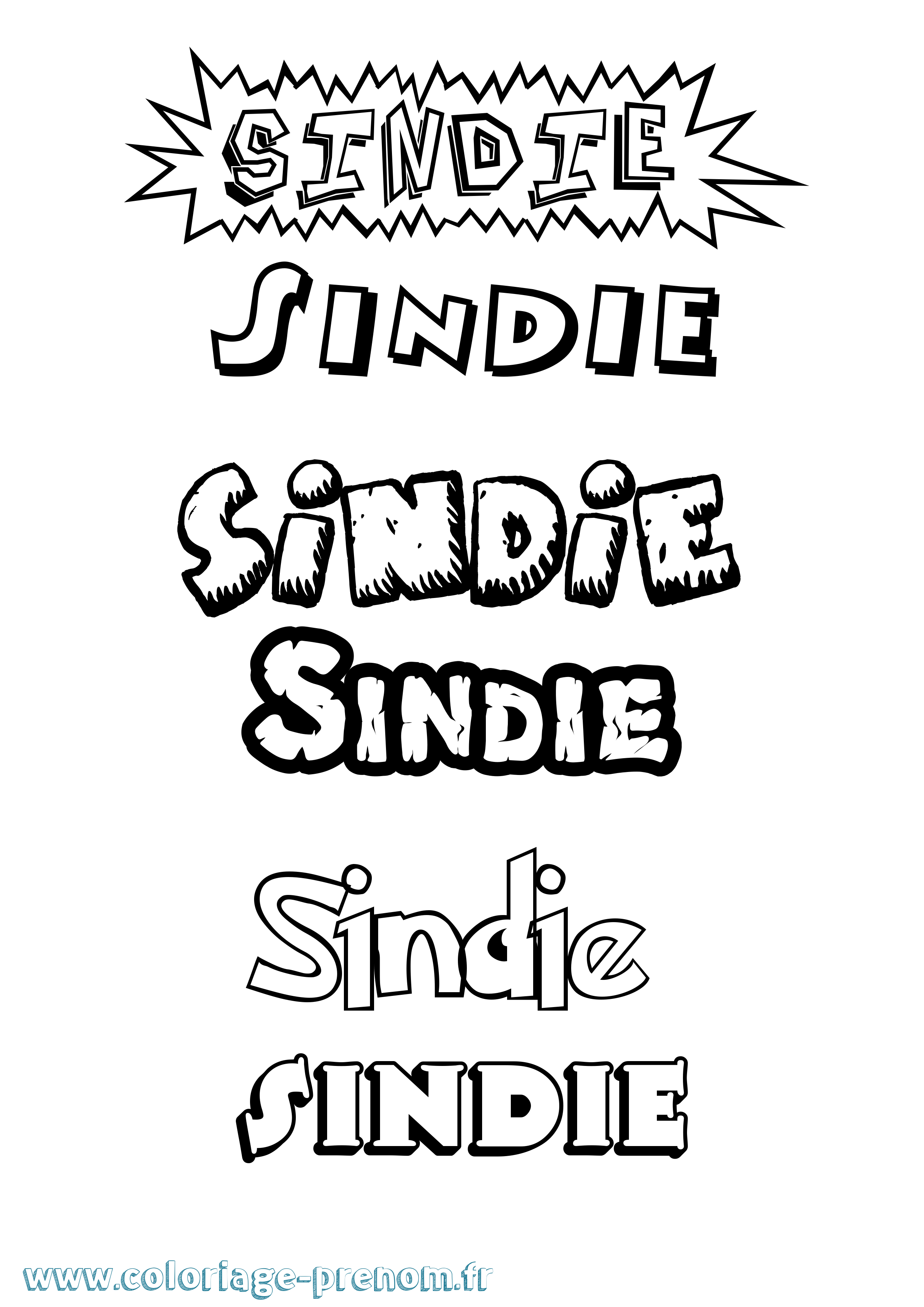 Coloriage Sindie Dessin Animé Coloriage prénom Sindie Dessin Animé