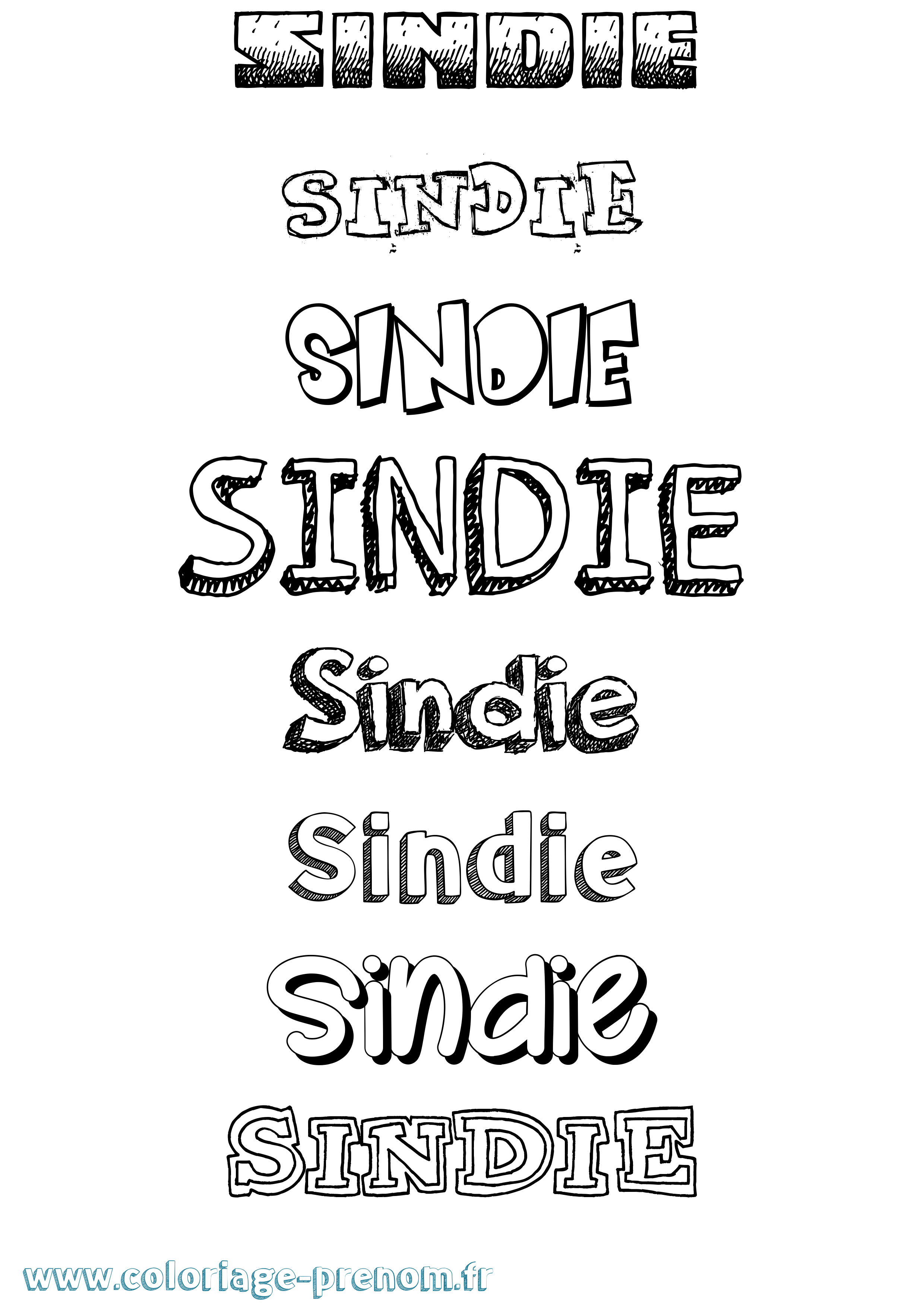 Coloriage Sindie Dessiné Coloriage prénom Sindie Dessiné