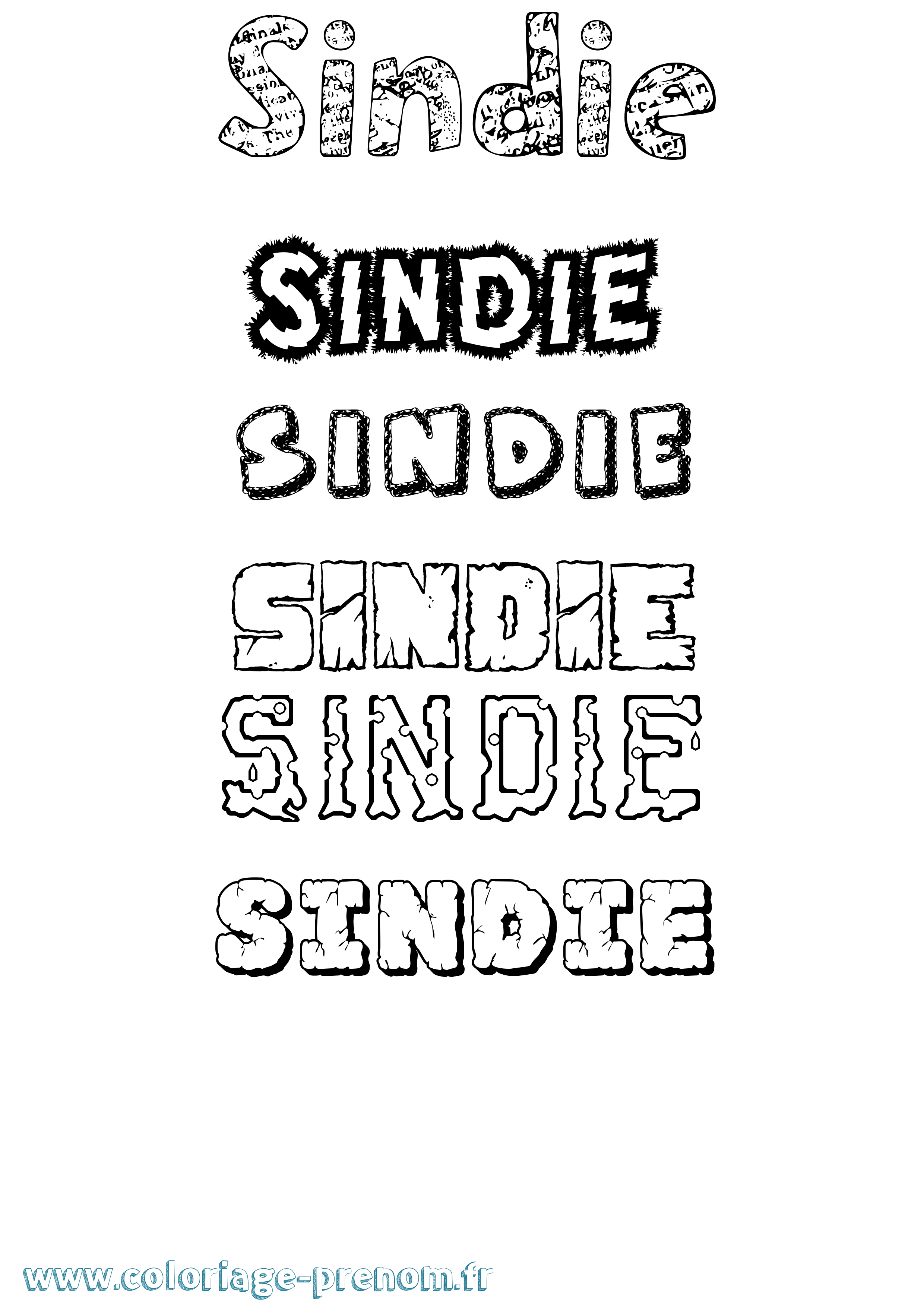 Coloriage Sindie Destructuré Coloriage prénom Sindie Destructuré