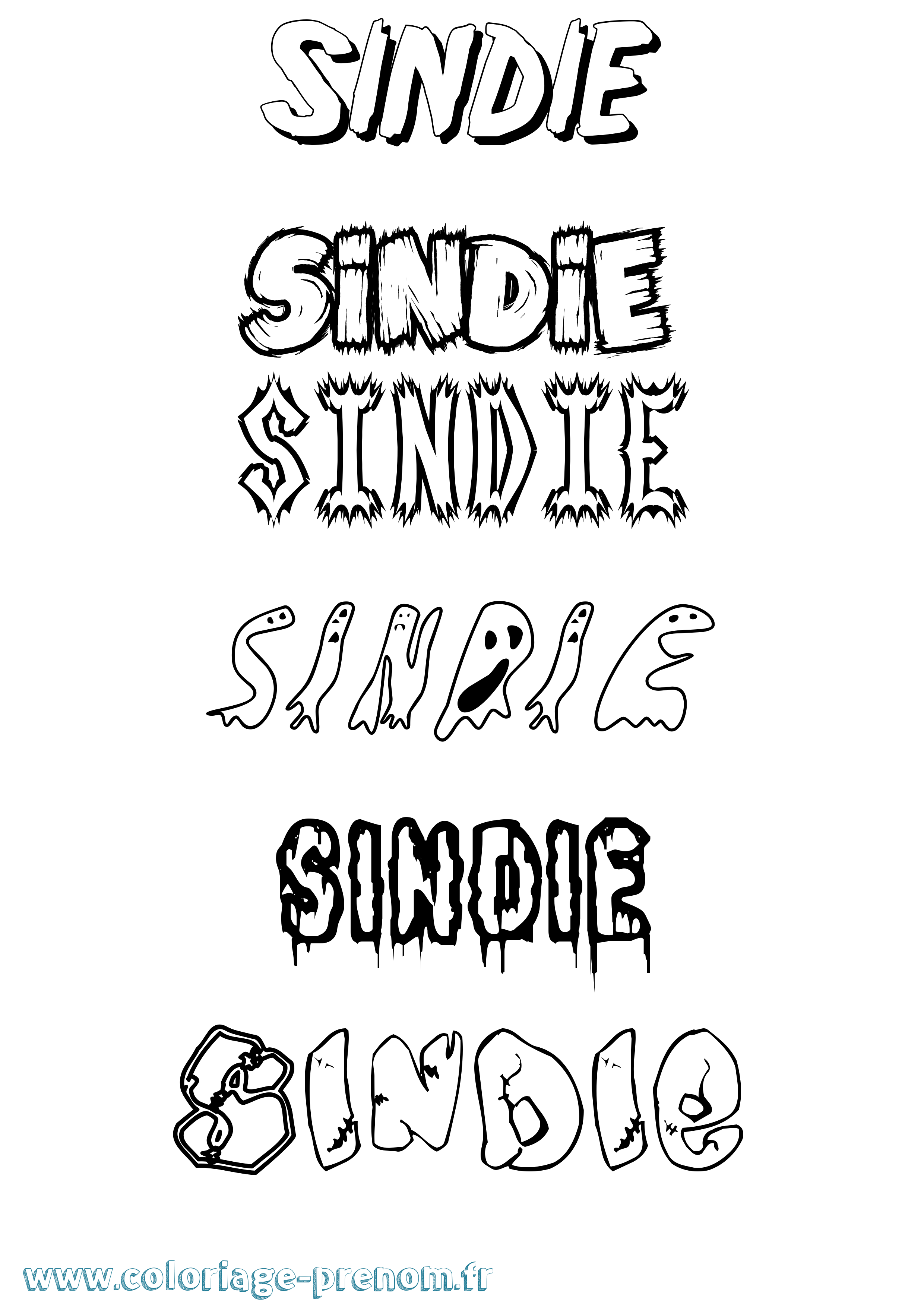 Coloriage Sindie Frisson Coloriage prénom Sindie Frisson