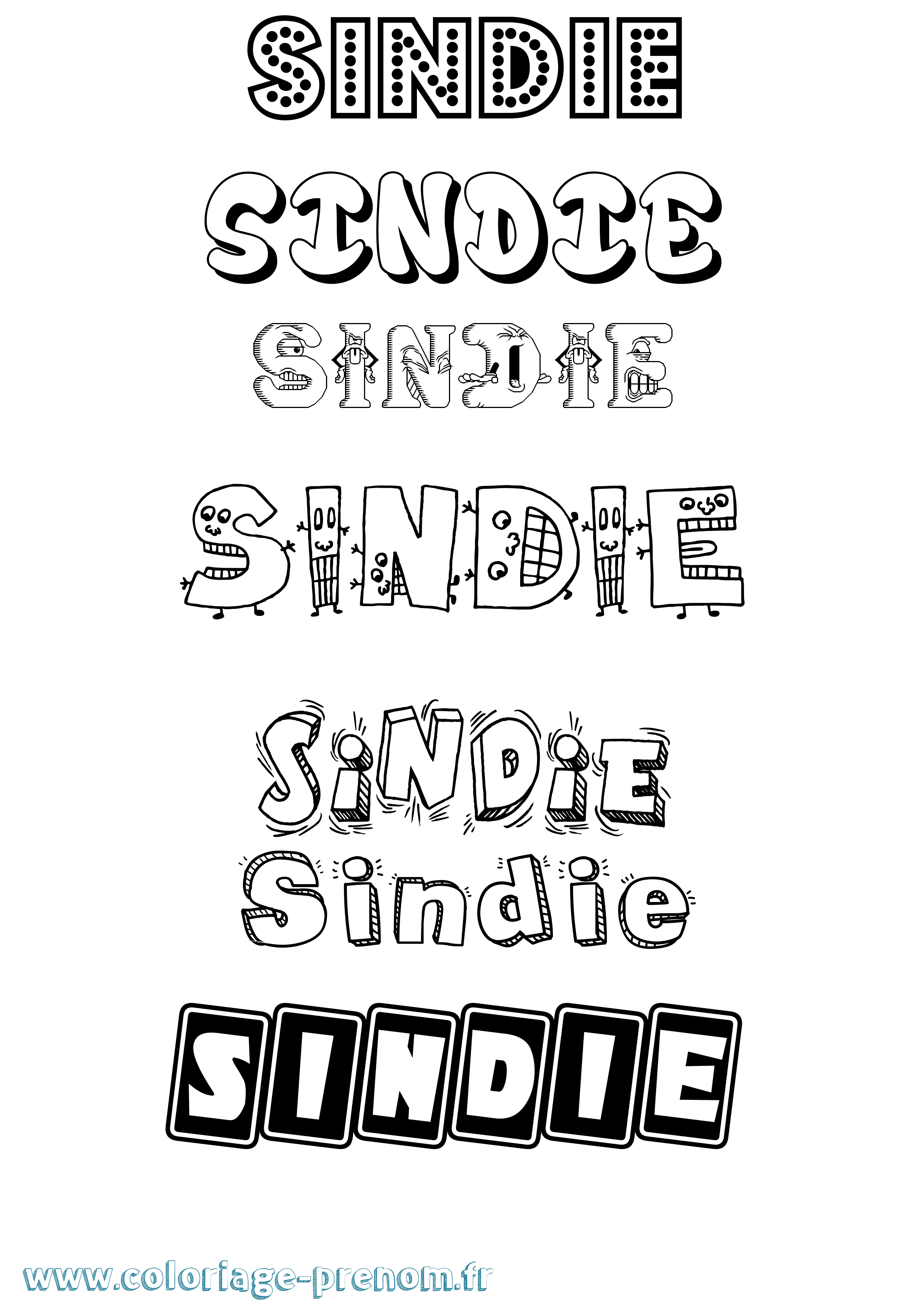 Coloriage Sindie Fun Coloriage prénom Sindie Fun
