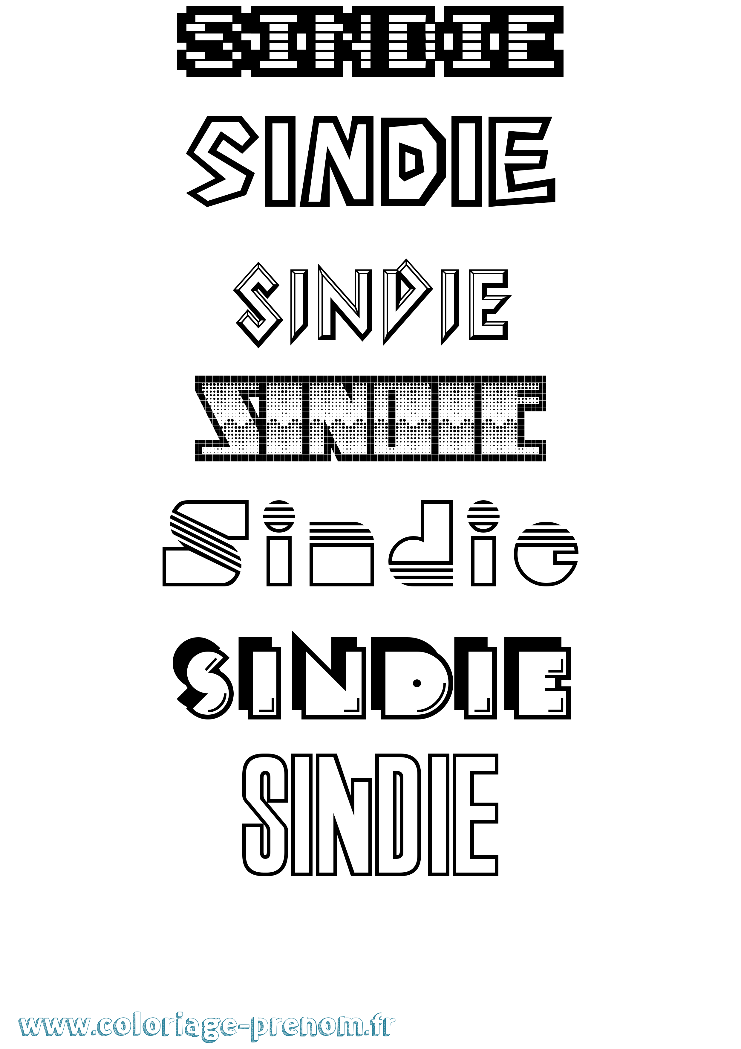 Coloriage Sindie Jeux Vidéos Coloriage prénom Sindie Jeux Vidéos