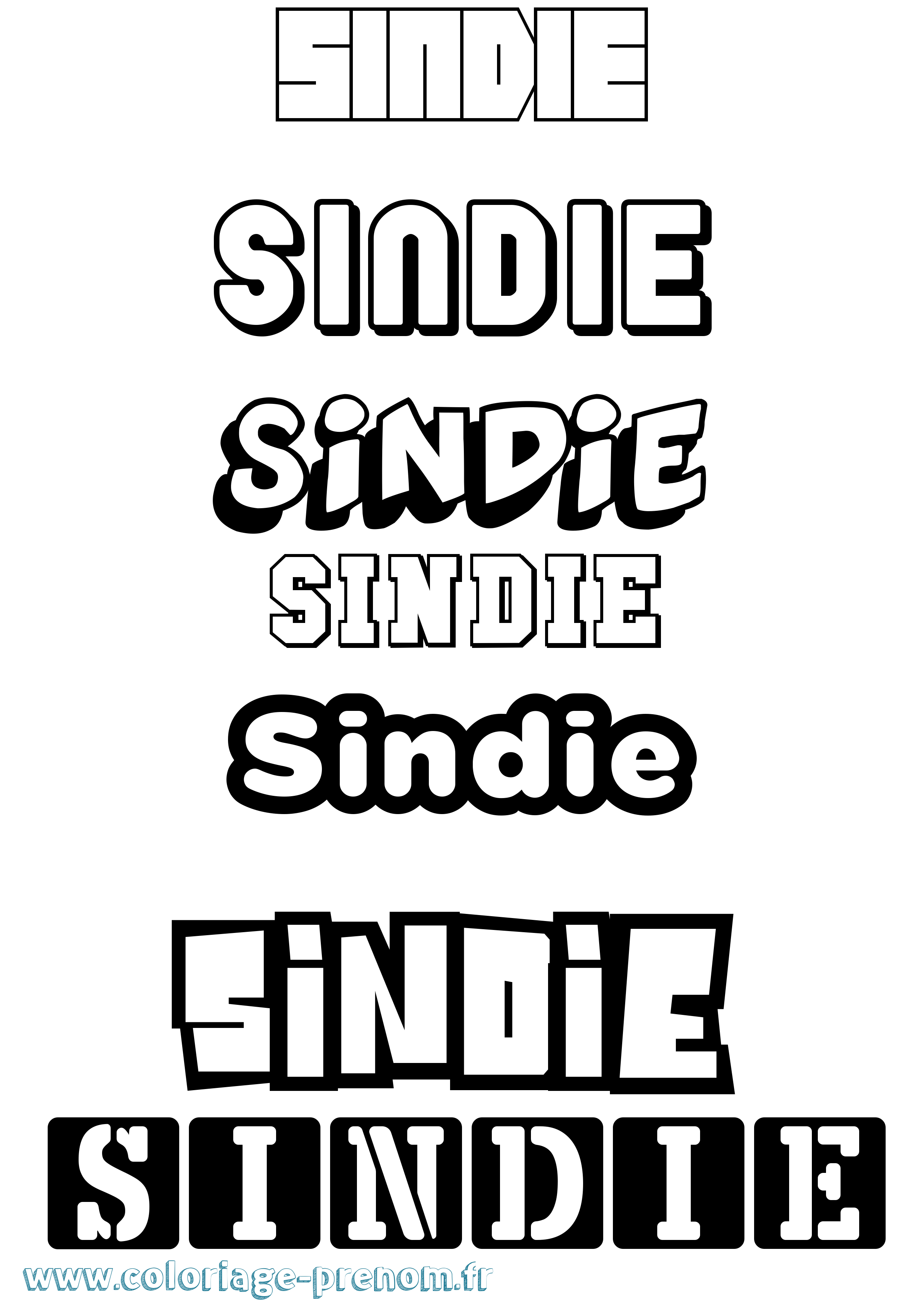 Coloriage Sindie Simple Coloriage prénom Sindie Simple