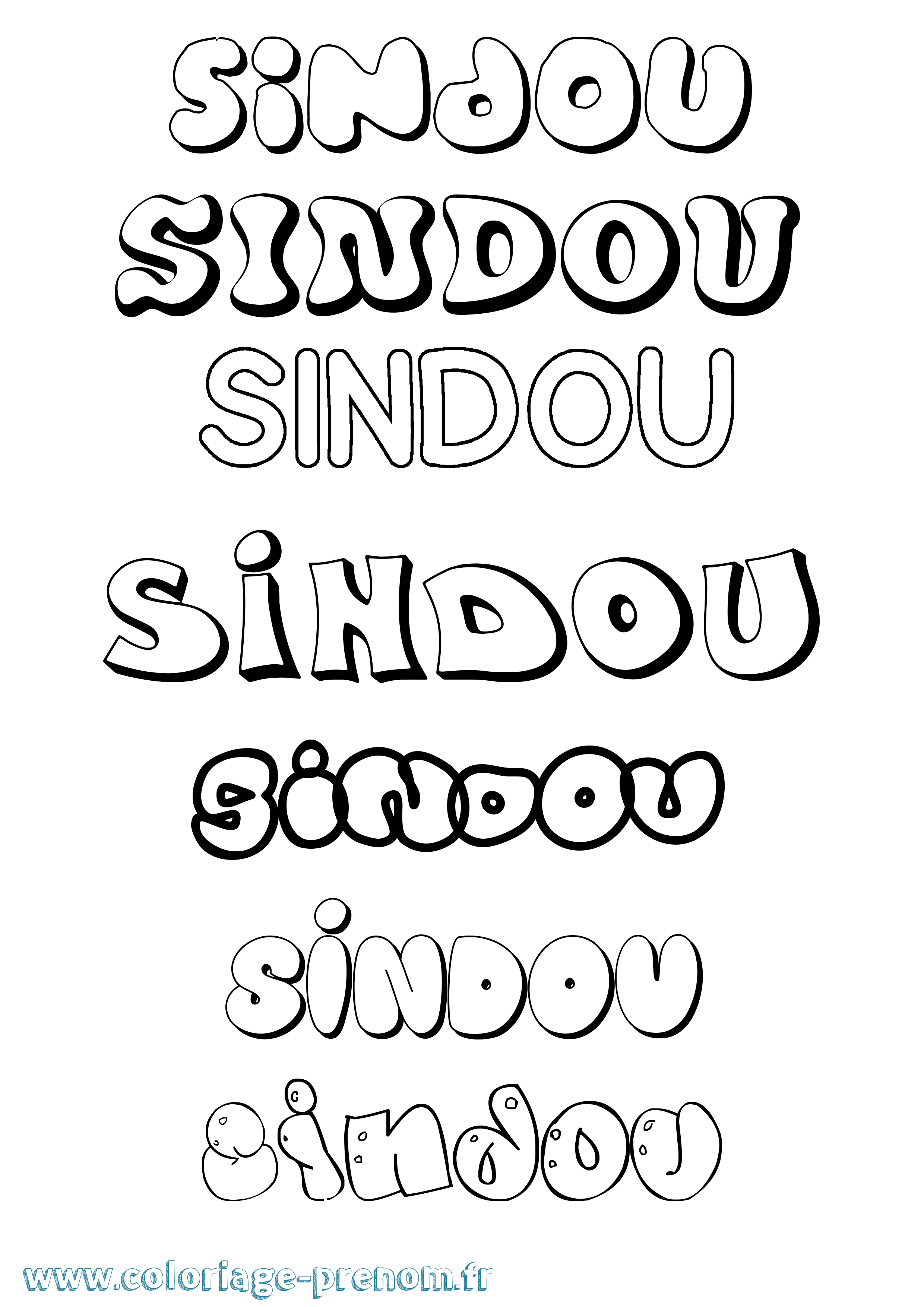 Coloriage Sindou Bubble Coloriage prénom Sindou Bubble