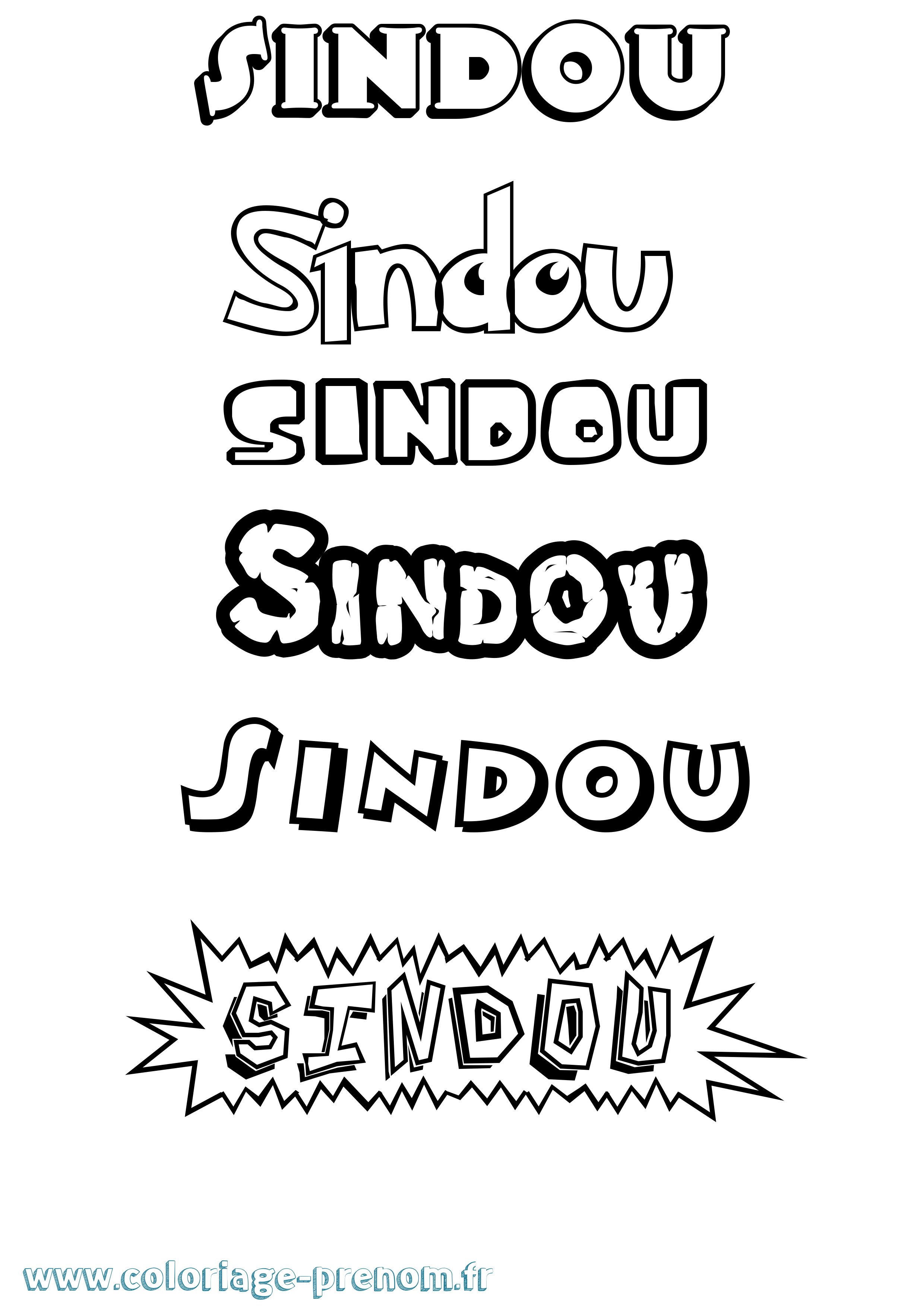 Coloriage Sindou Dessin Animé Coloriage prénom Sindou Dessin Animé