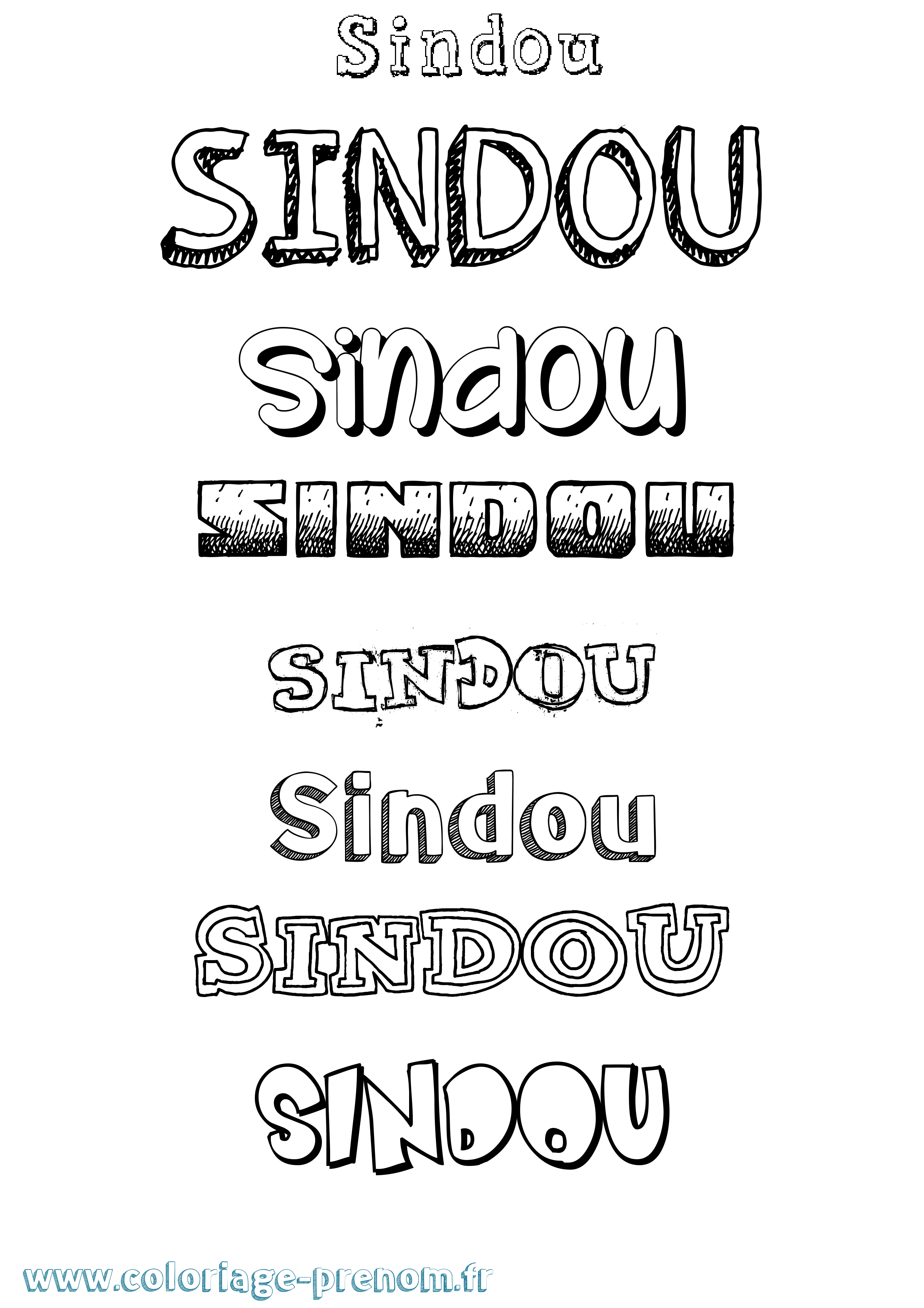 Coloriage Sindou Dessiné Coloriage prénom Sindou Dessiné