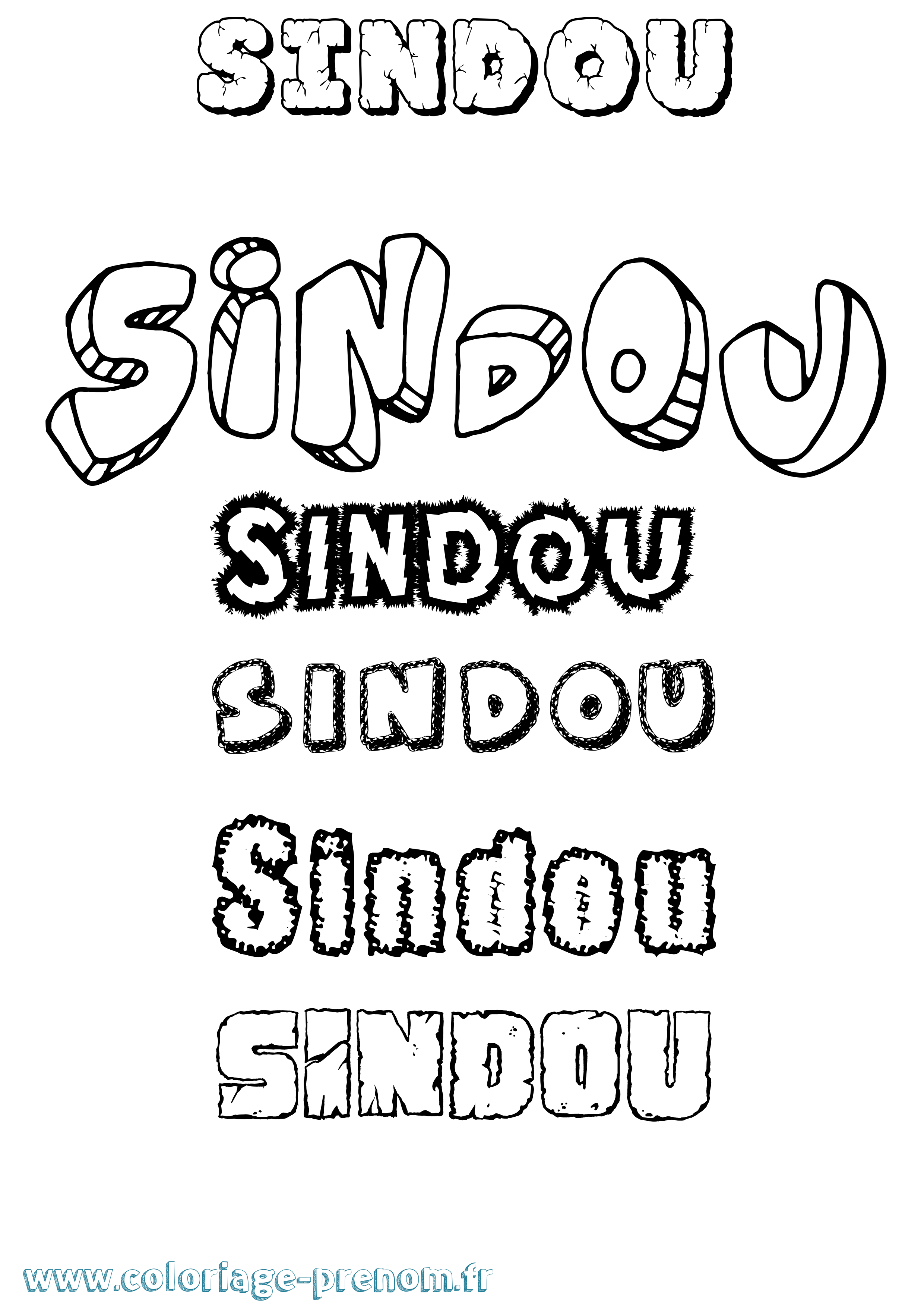 Coloriage Sindou Destructuré Coloriage prénom Sindou Destructuré