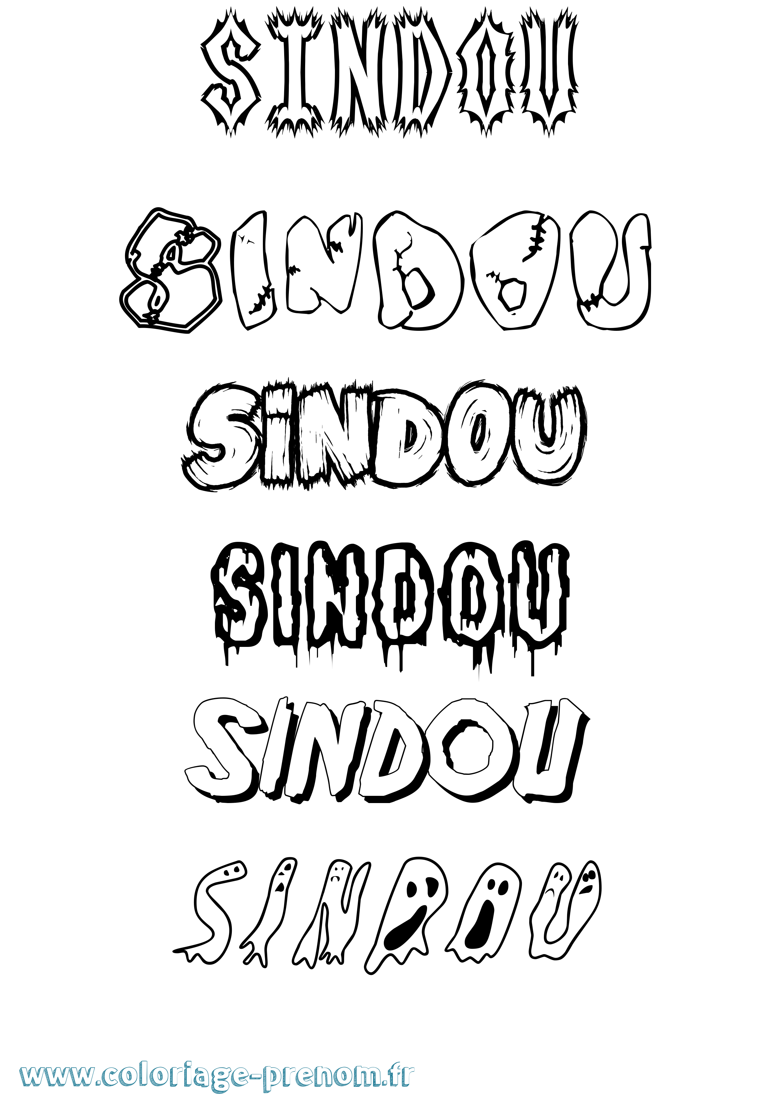 Coloriage Sindou Frisson Coloriage prénom Sindou Frisson