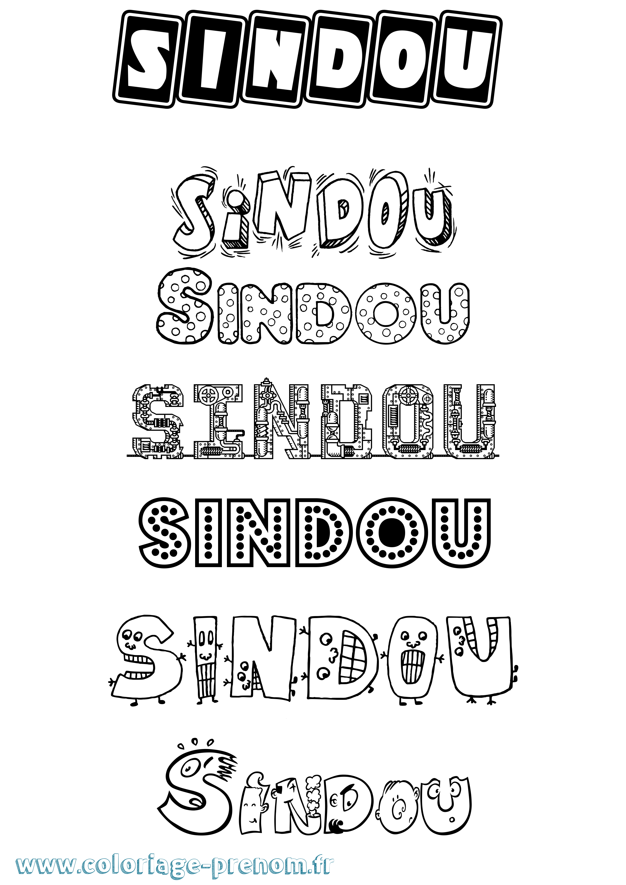 Coloriage Sindou Fun Coloriage prénom Sindou Fun