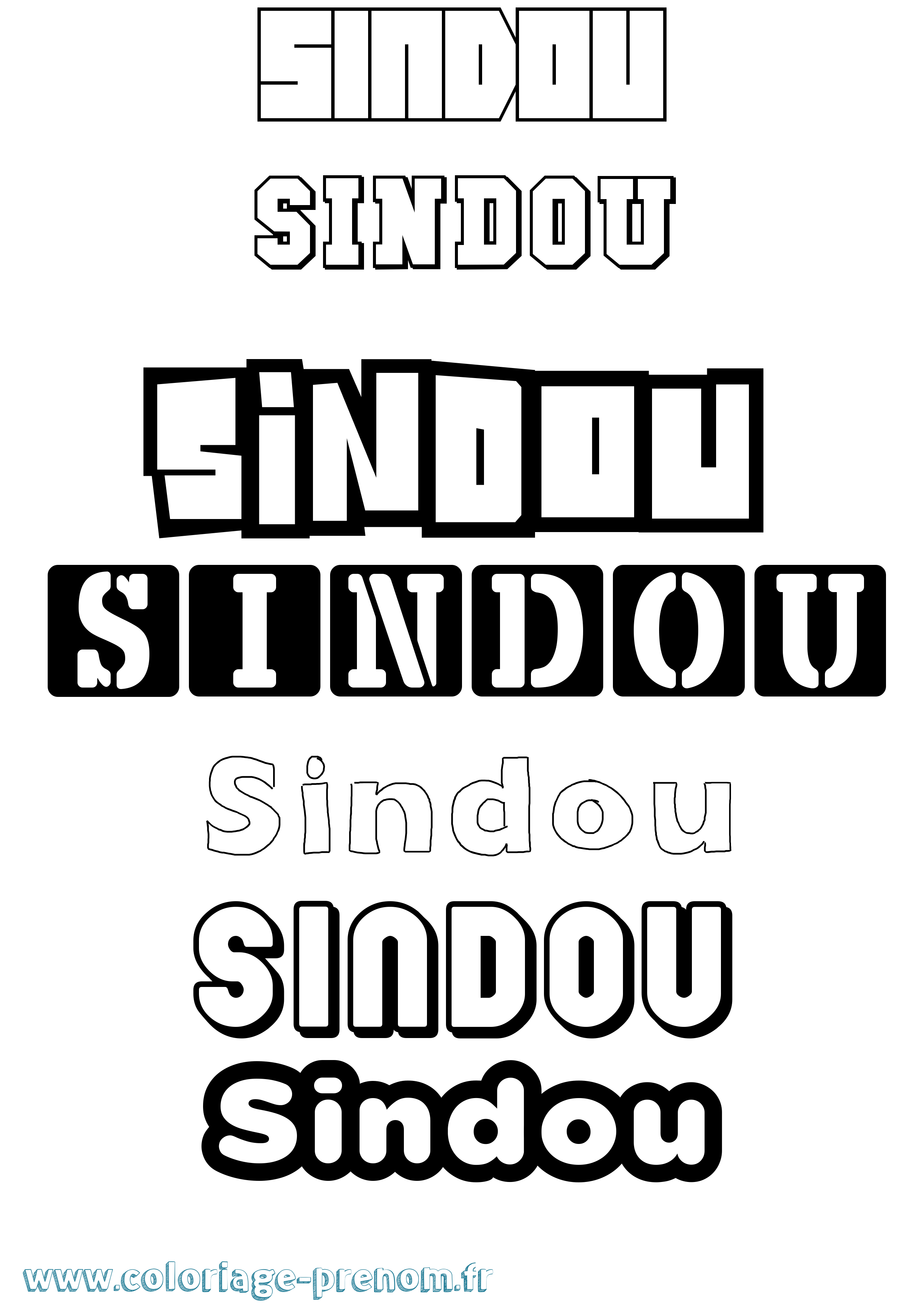 Coloriage Sindou Simple Coloriage prénom Sindou Simple