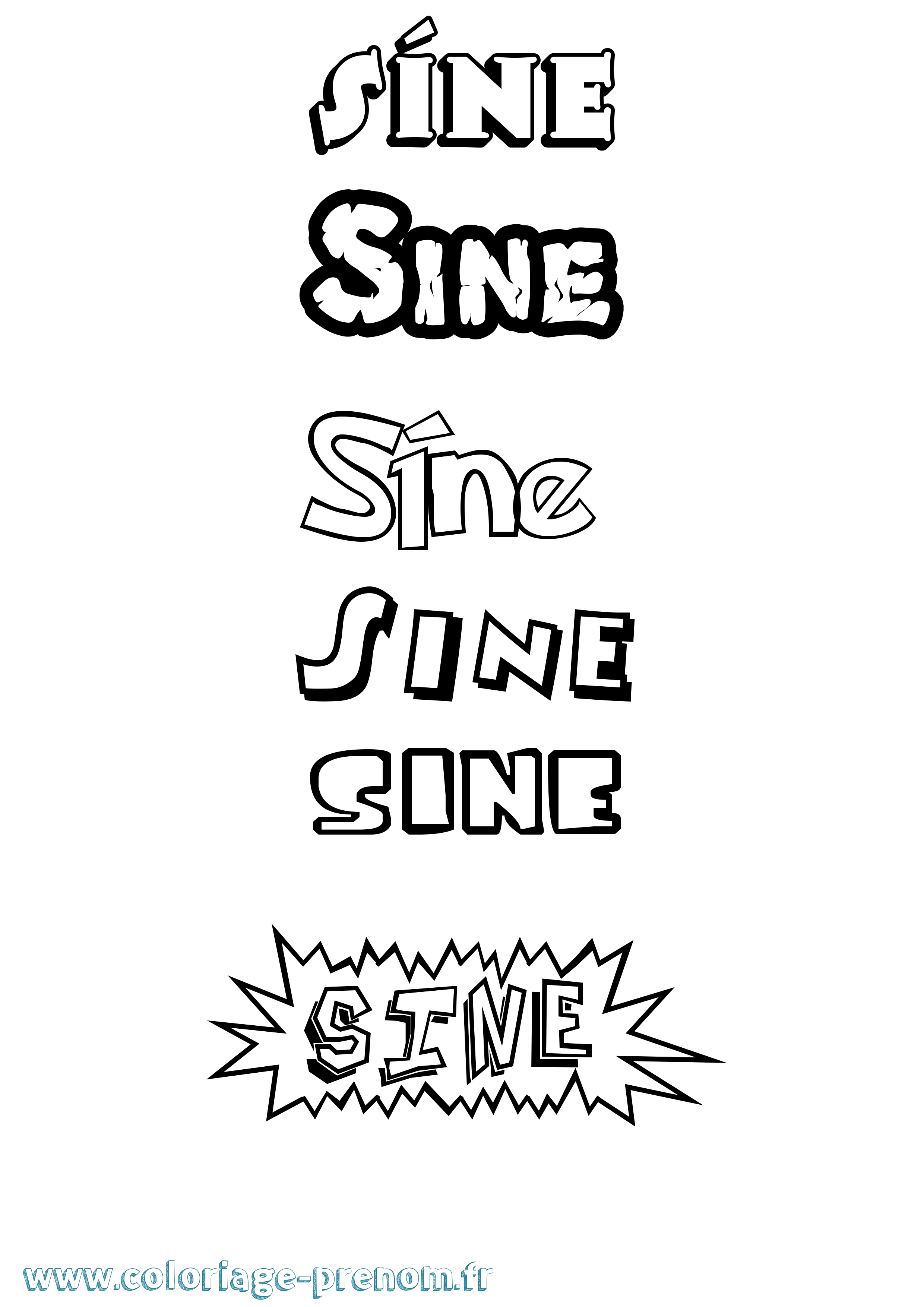 Coloriage Síne Dessin Animé Coloriage prénom Síne Dessin Animé