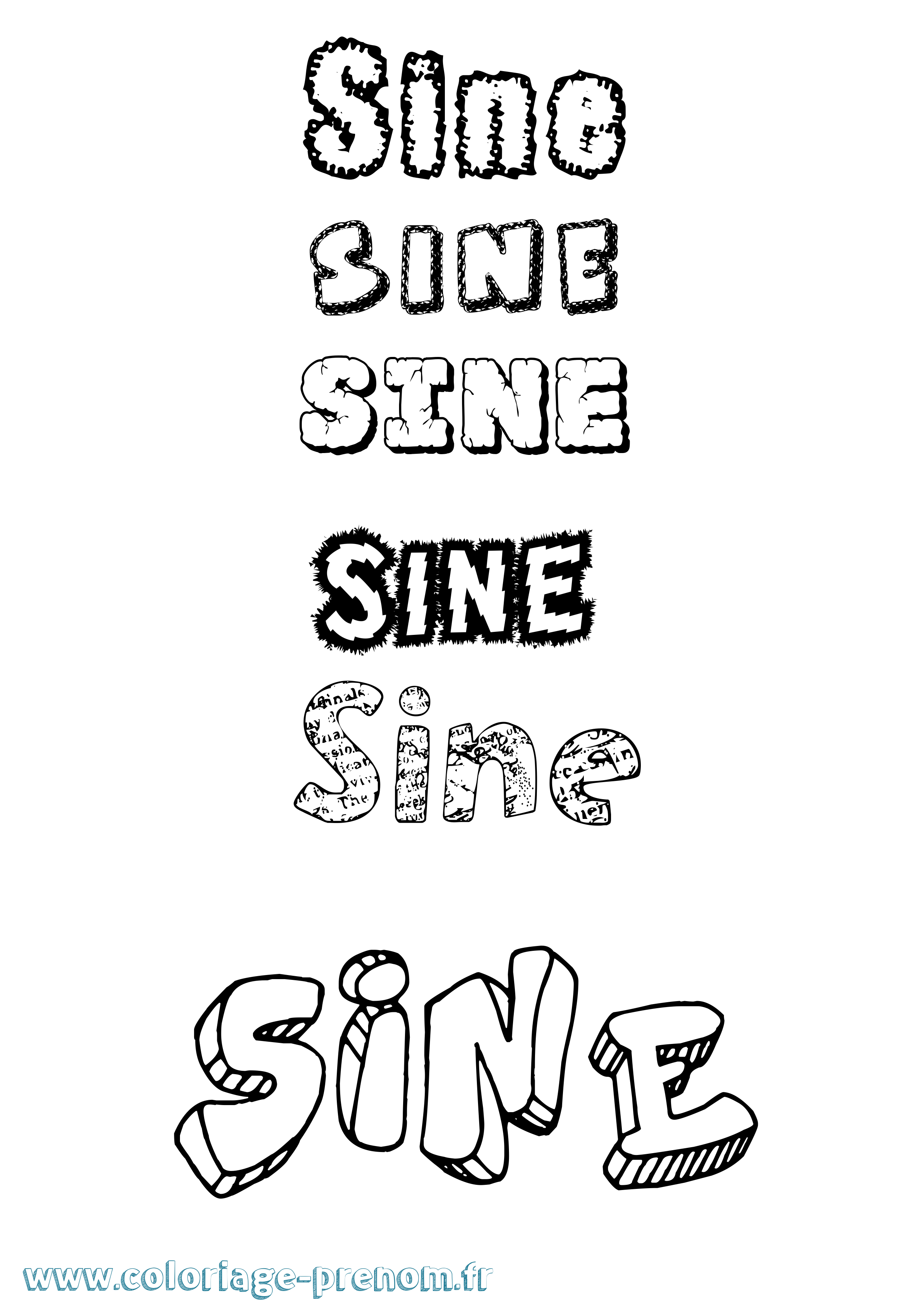 Coloriage Síne Destructuré Coloriage prénom Síne Destructuré