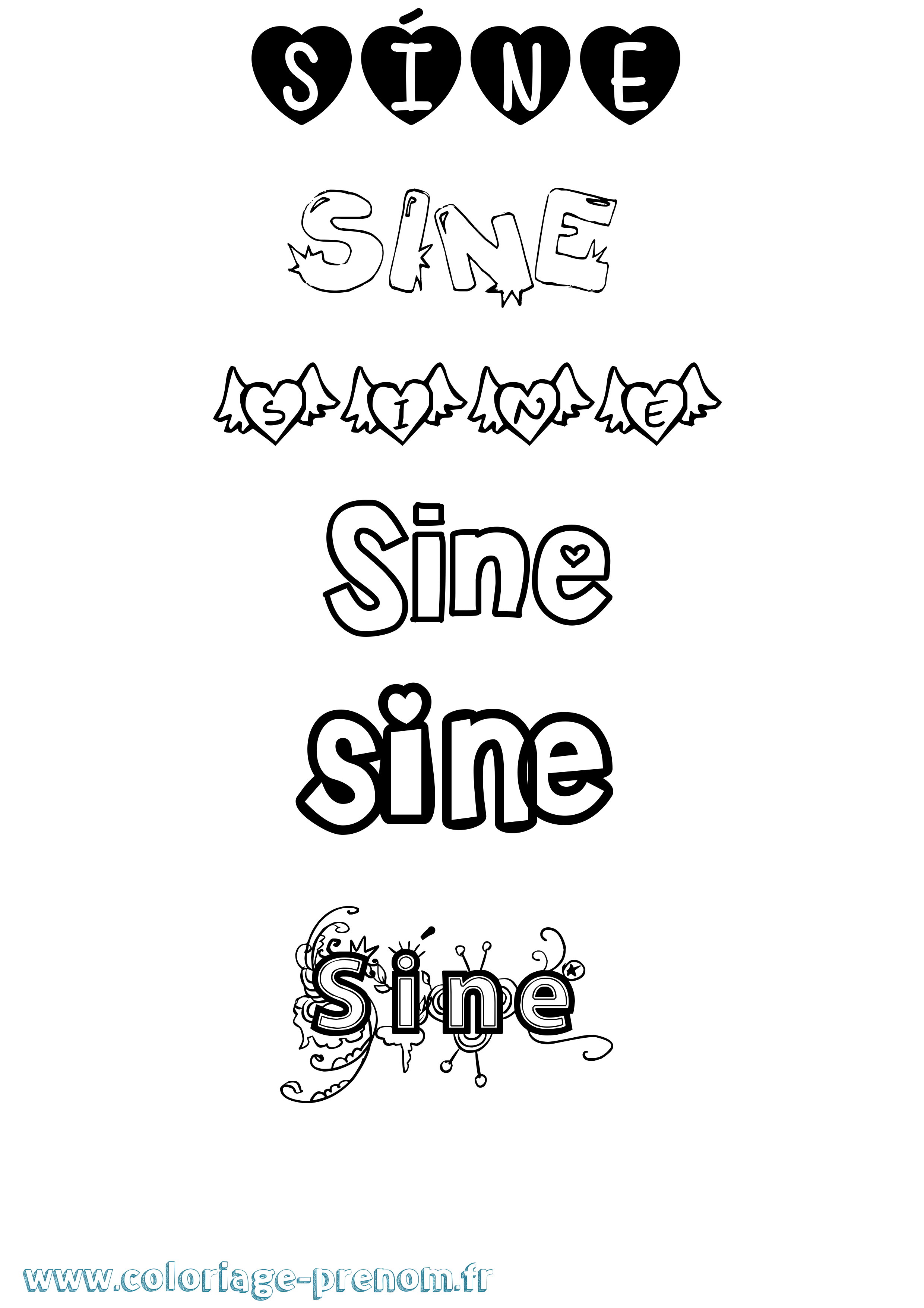 Coloriage Síne Girly Coloriage prénom Síne Girly