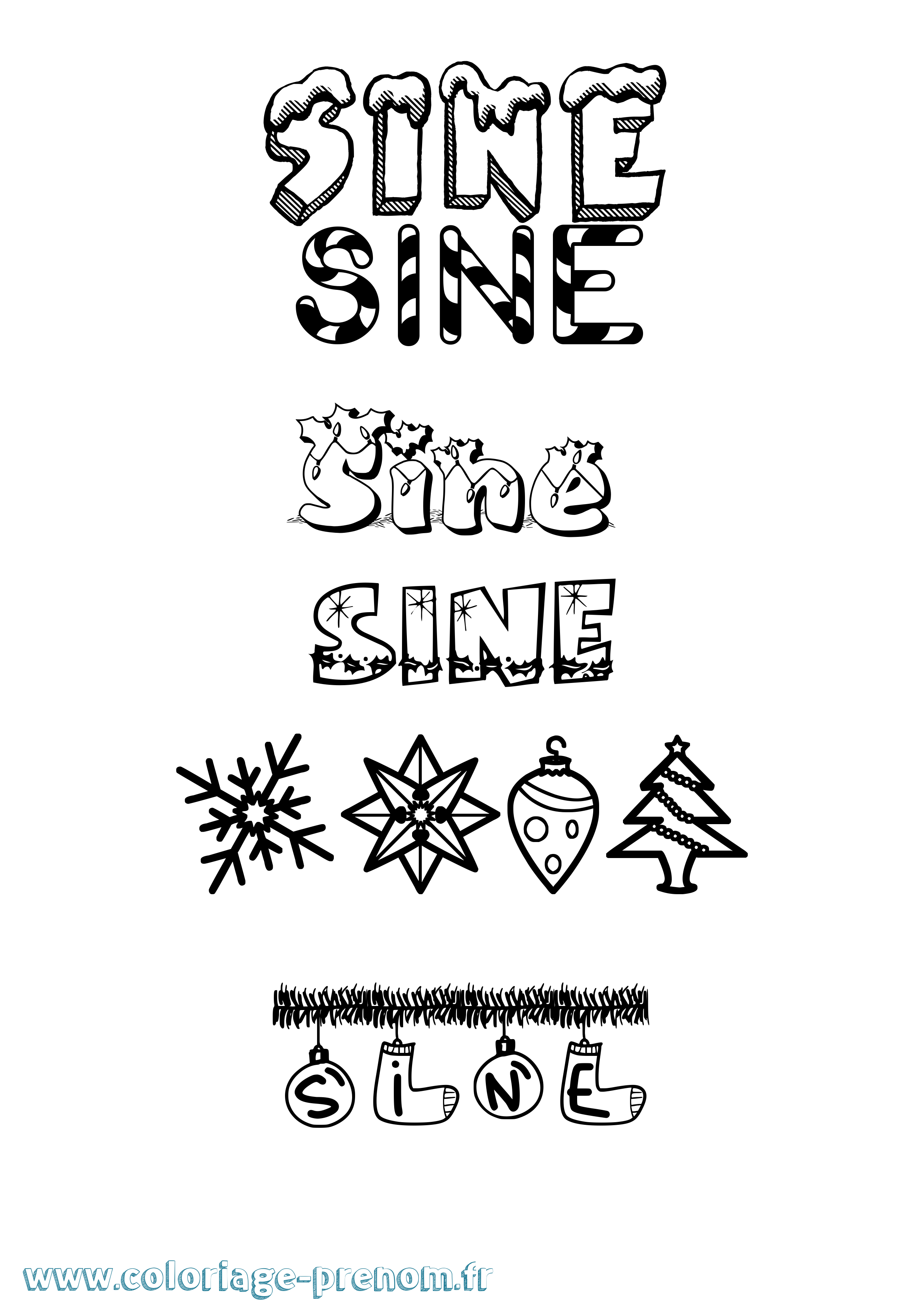 Coloriage Síne Noël Coloriage prénom Síne Noël