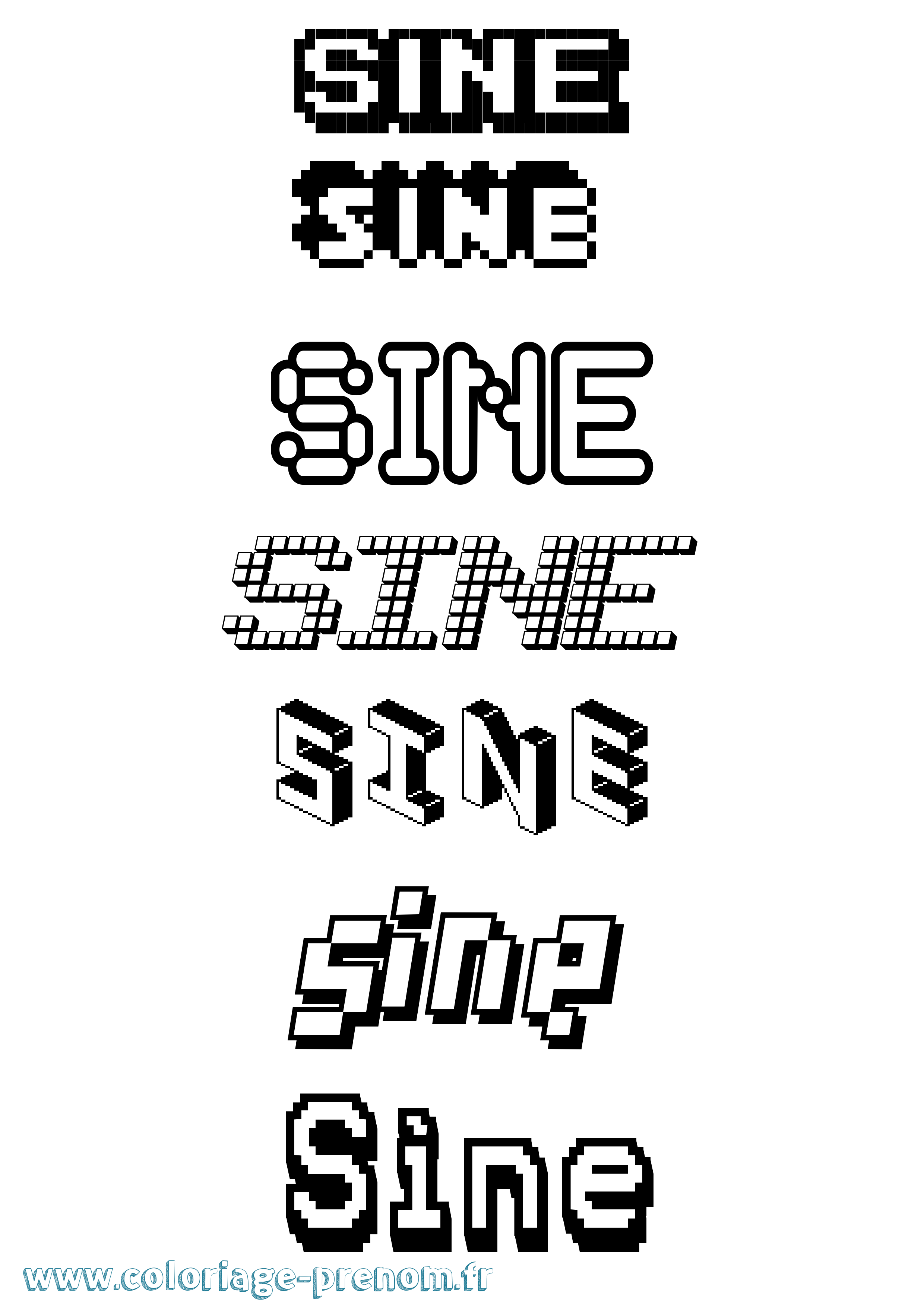 Coloriage Síne Pixel Coloriage prénom Síne Pixel
