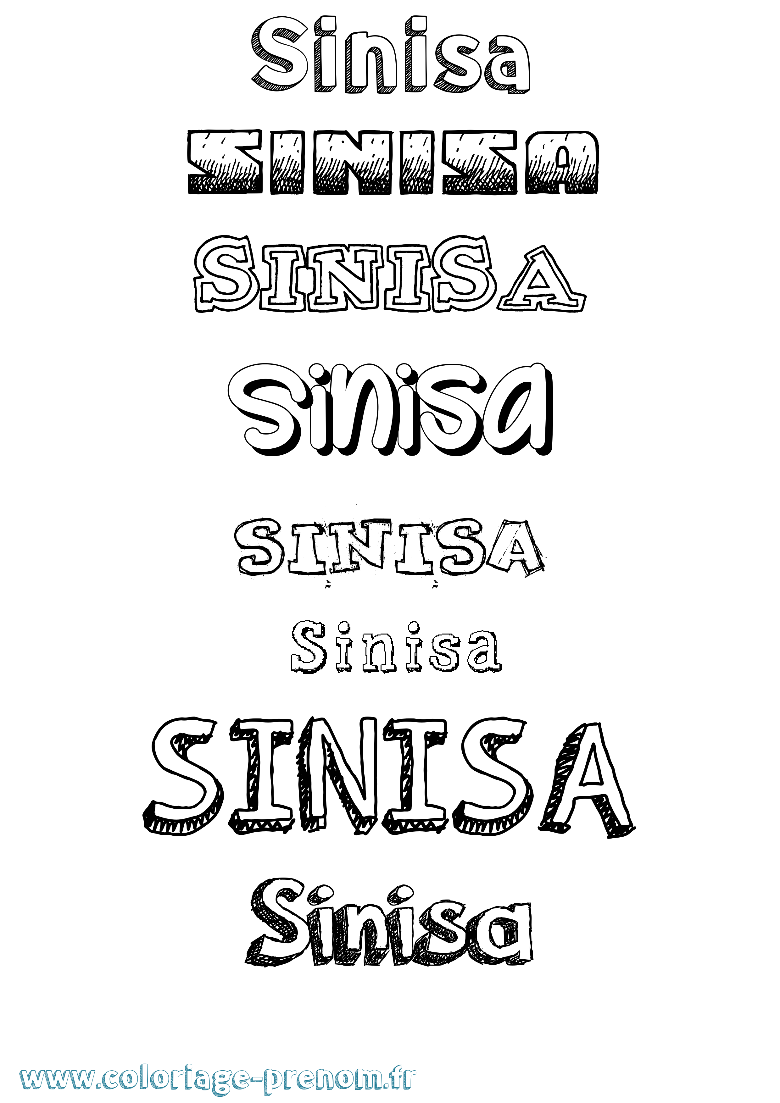 Coloriage Sinisa Dessiné Coloriage prénom Sinisa Dessiné