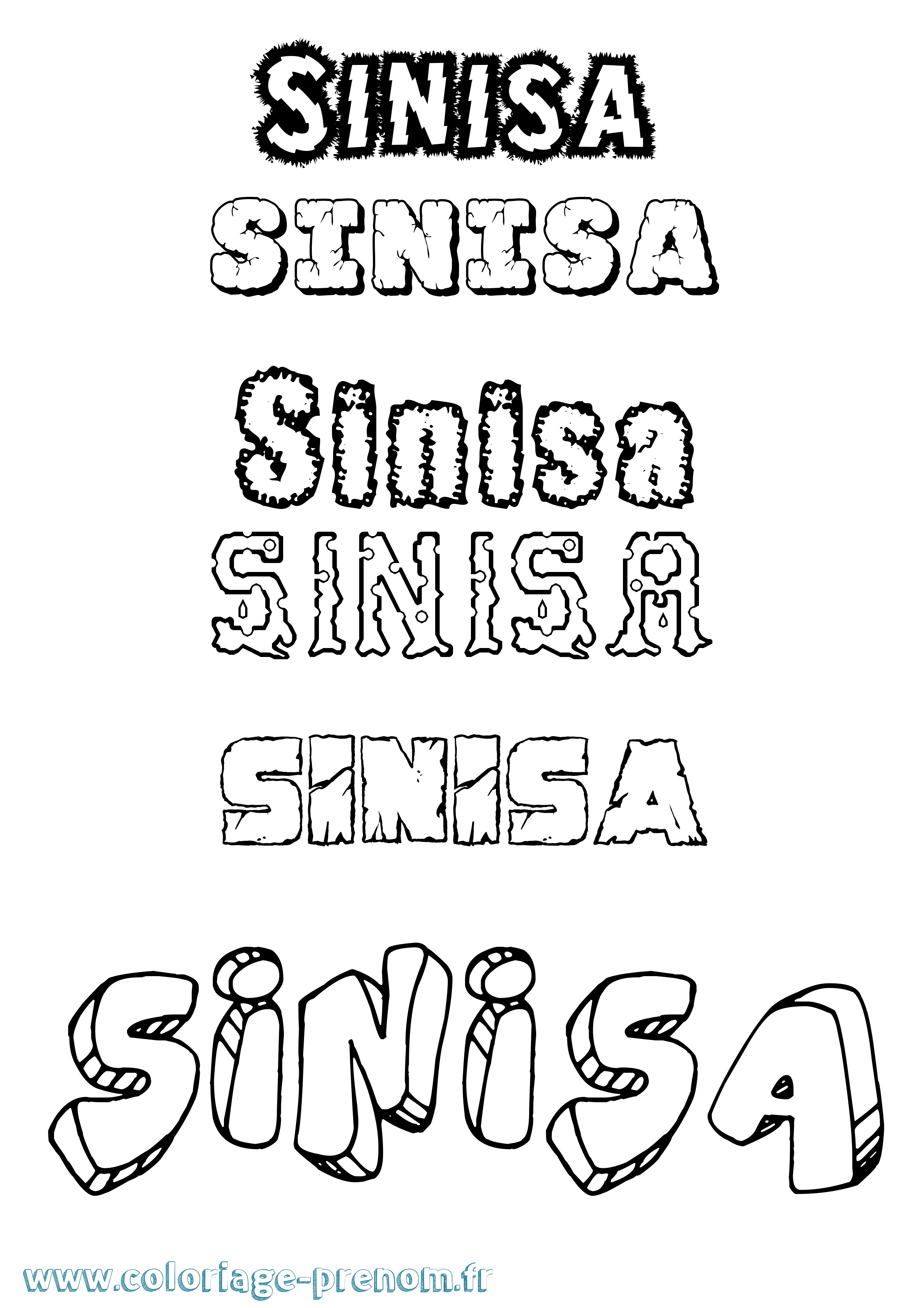 Coloriage Sinisa Destructuré Coloriage prénom Sinisa Destructuré