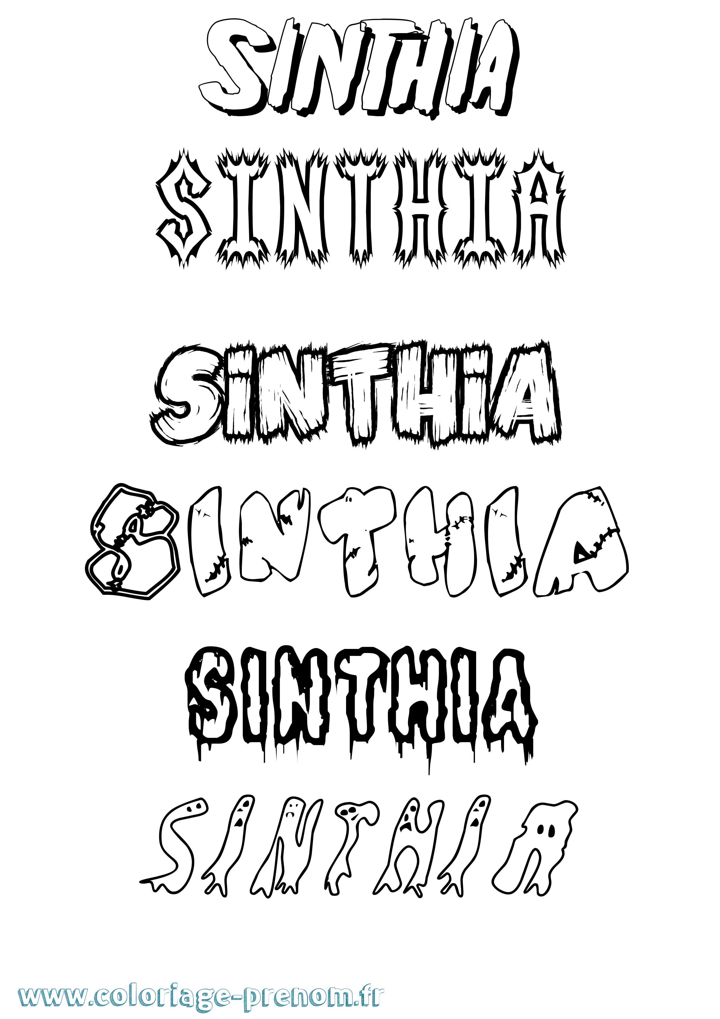 Coloriage Sinthia Frisson Coloriage prénom Sinthia Frisson