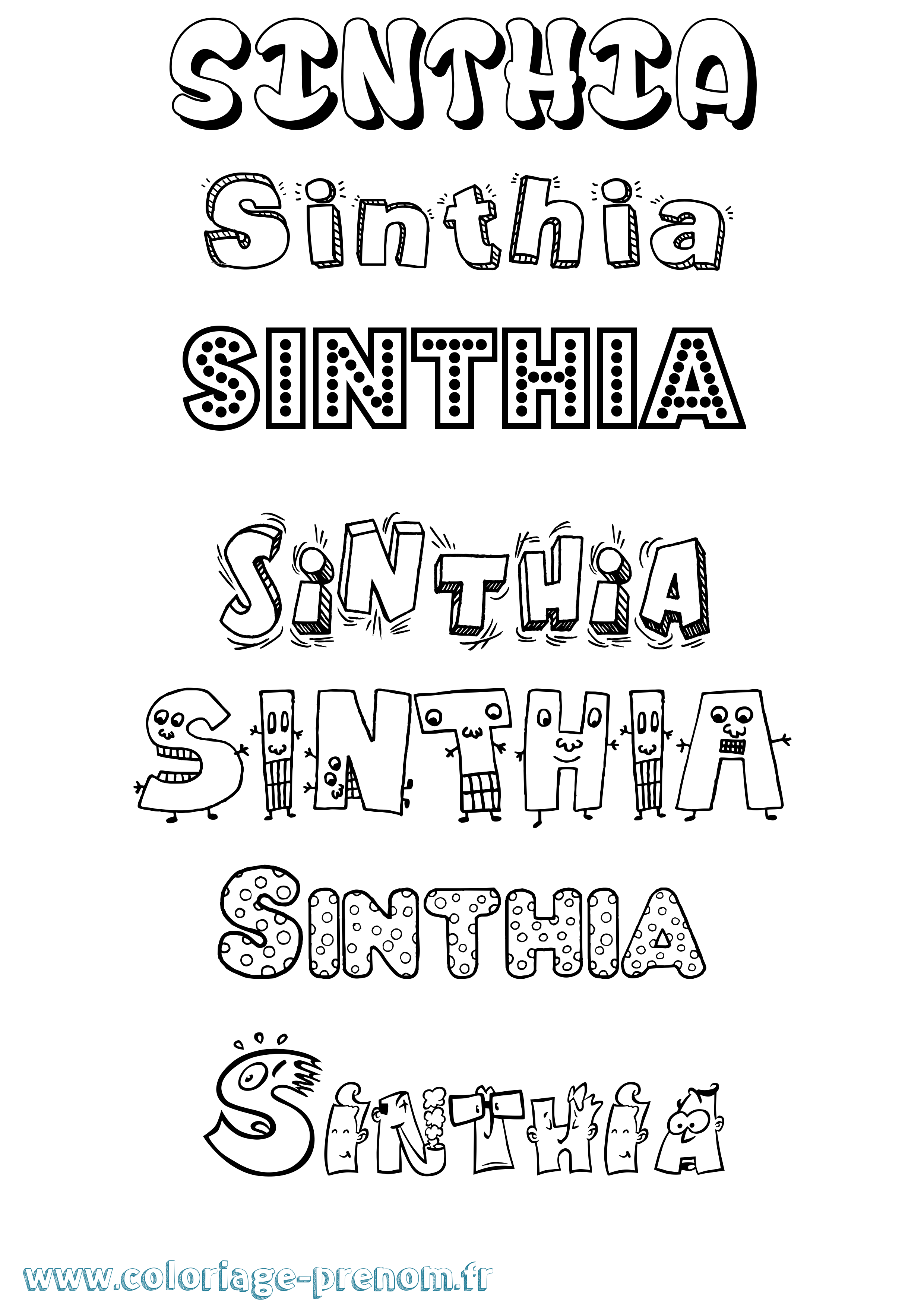 Coloriage Sinthia Fun Coloriage prénom Sinthia Fun