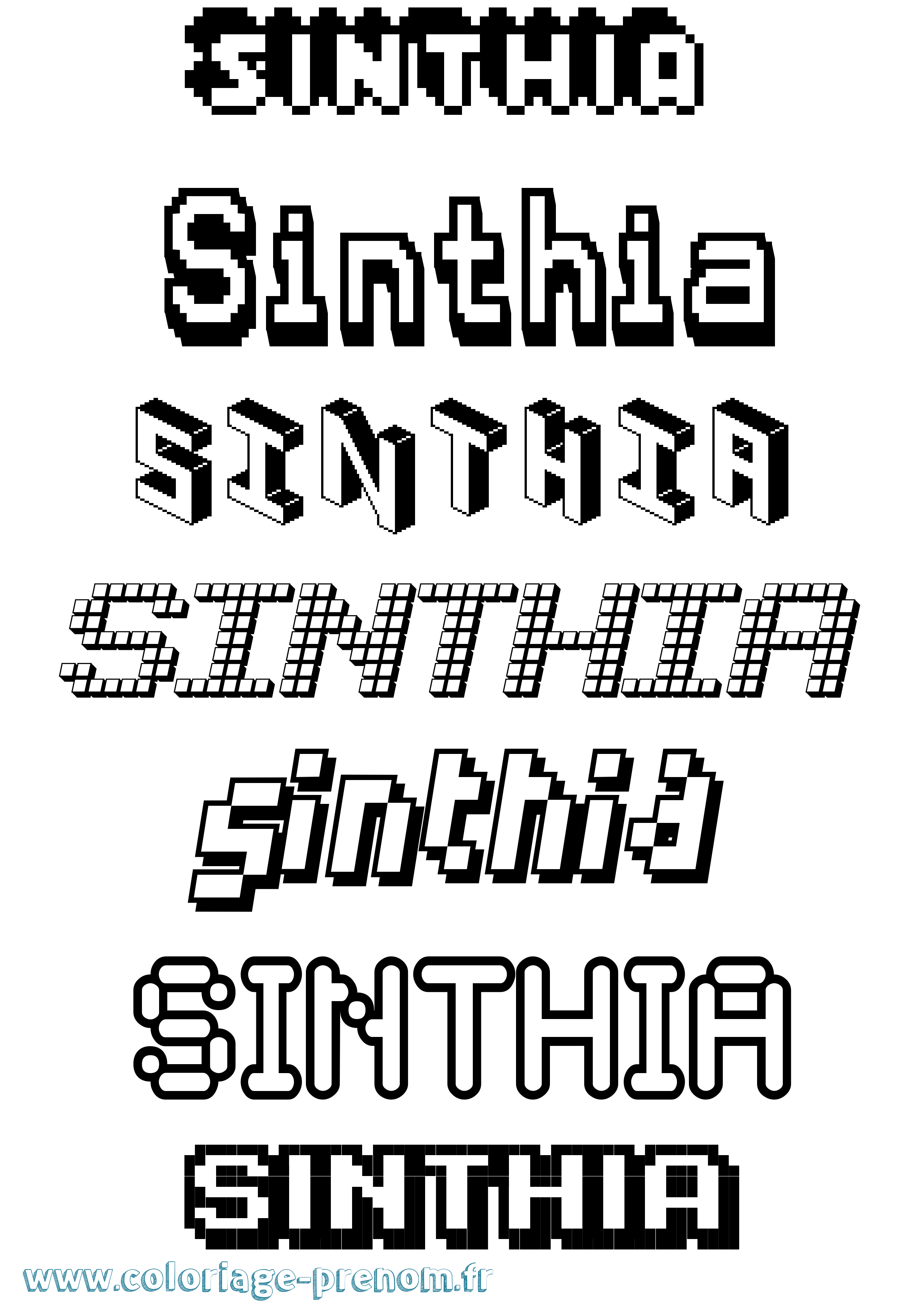 Coloriage Sinthia Pixel Coloriage prénom Sinthia Pixel