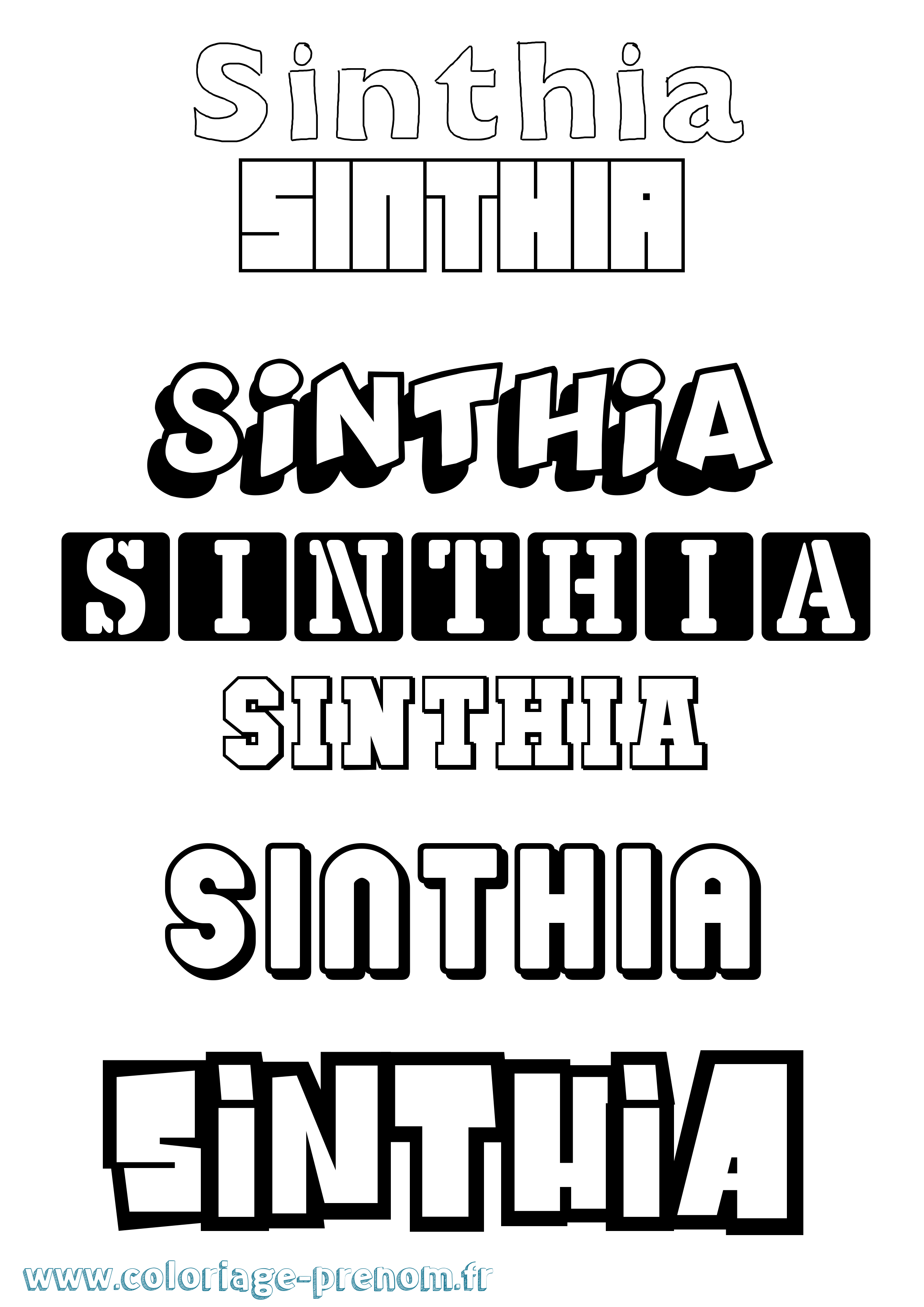 Coloriage Sinthia Simple Coloriage prénom Sinthia Simple