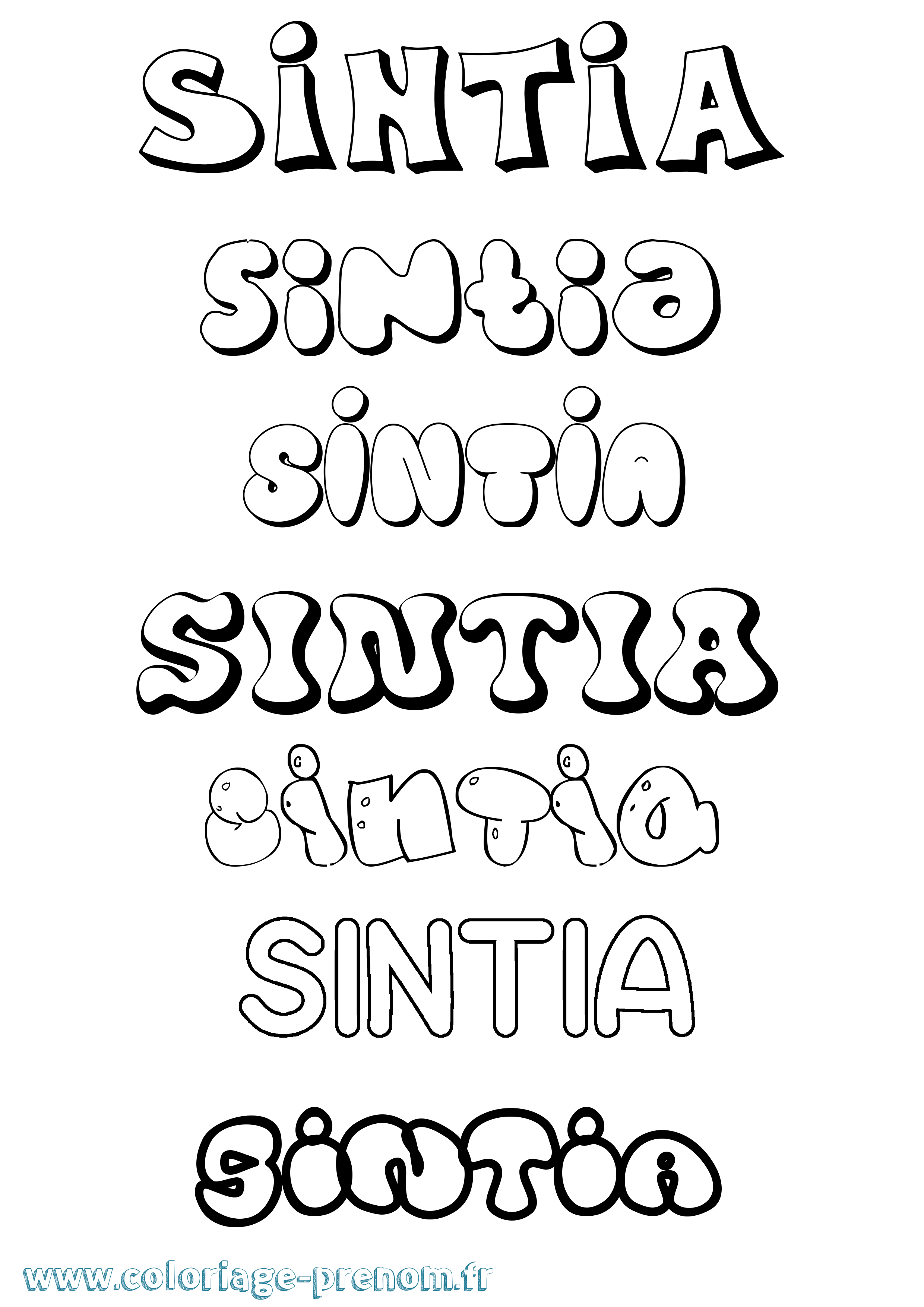 Coloriage Sintia Bubble Coloriage prénom Sintia Bubble