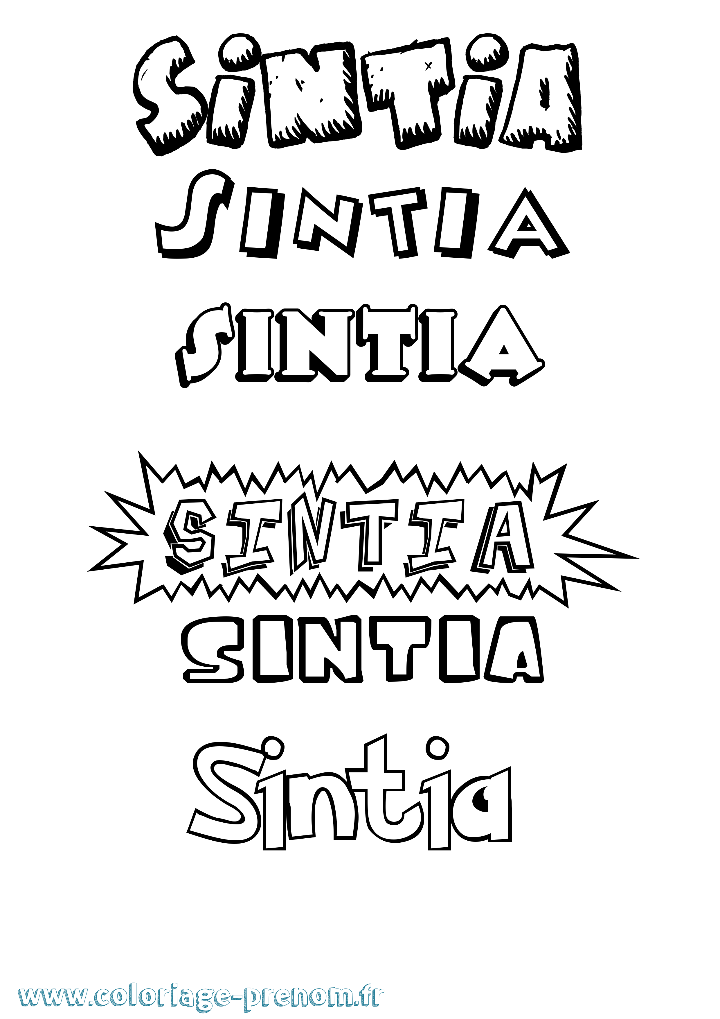 Coloriage Sintia Dessin Animé Coloriage prénom Sintia Dessin Animé