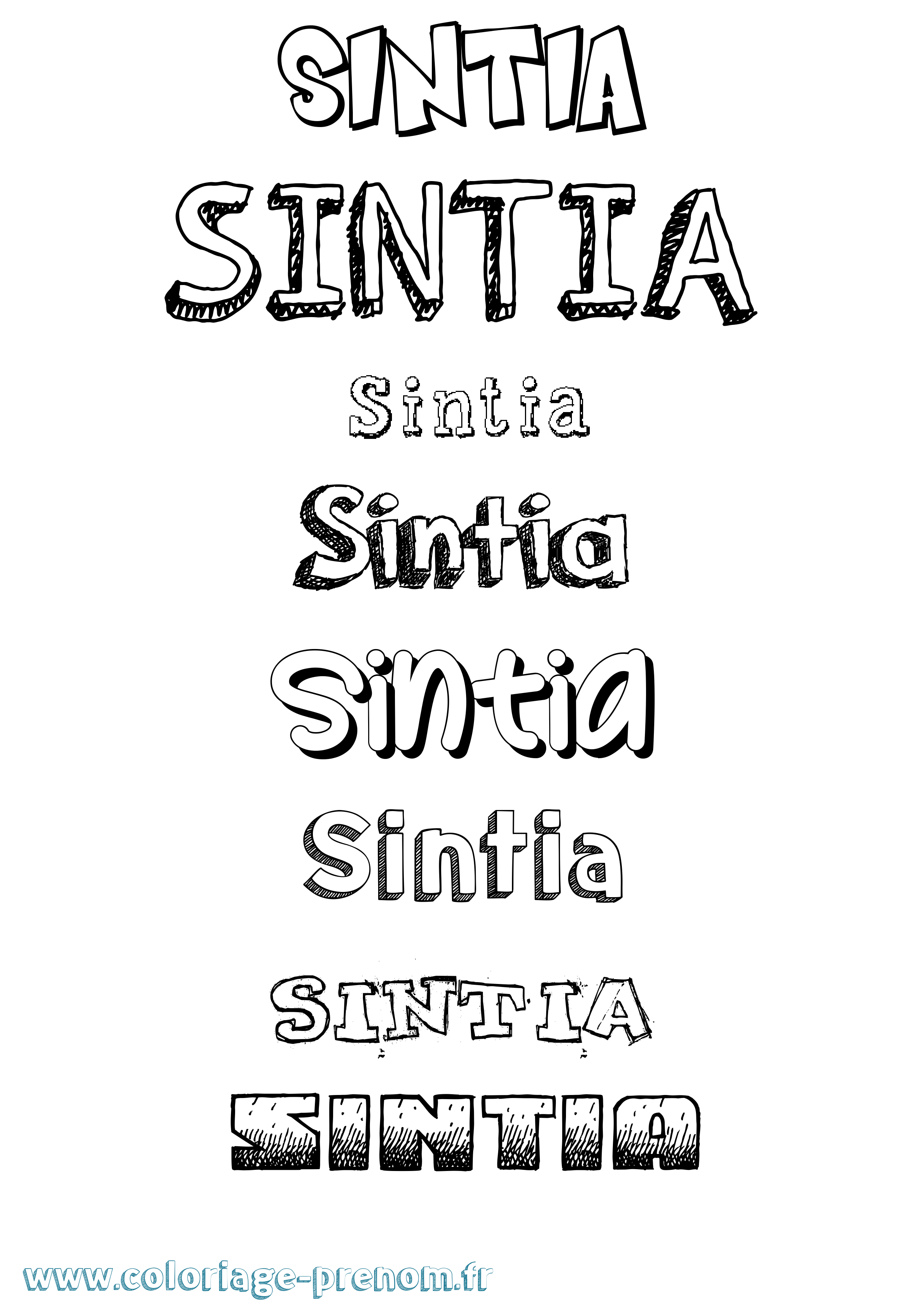 Coloriage Sintia Dessiné Coloriage prénom Sintia Dessiné