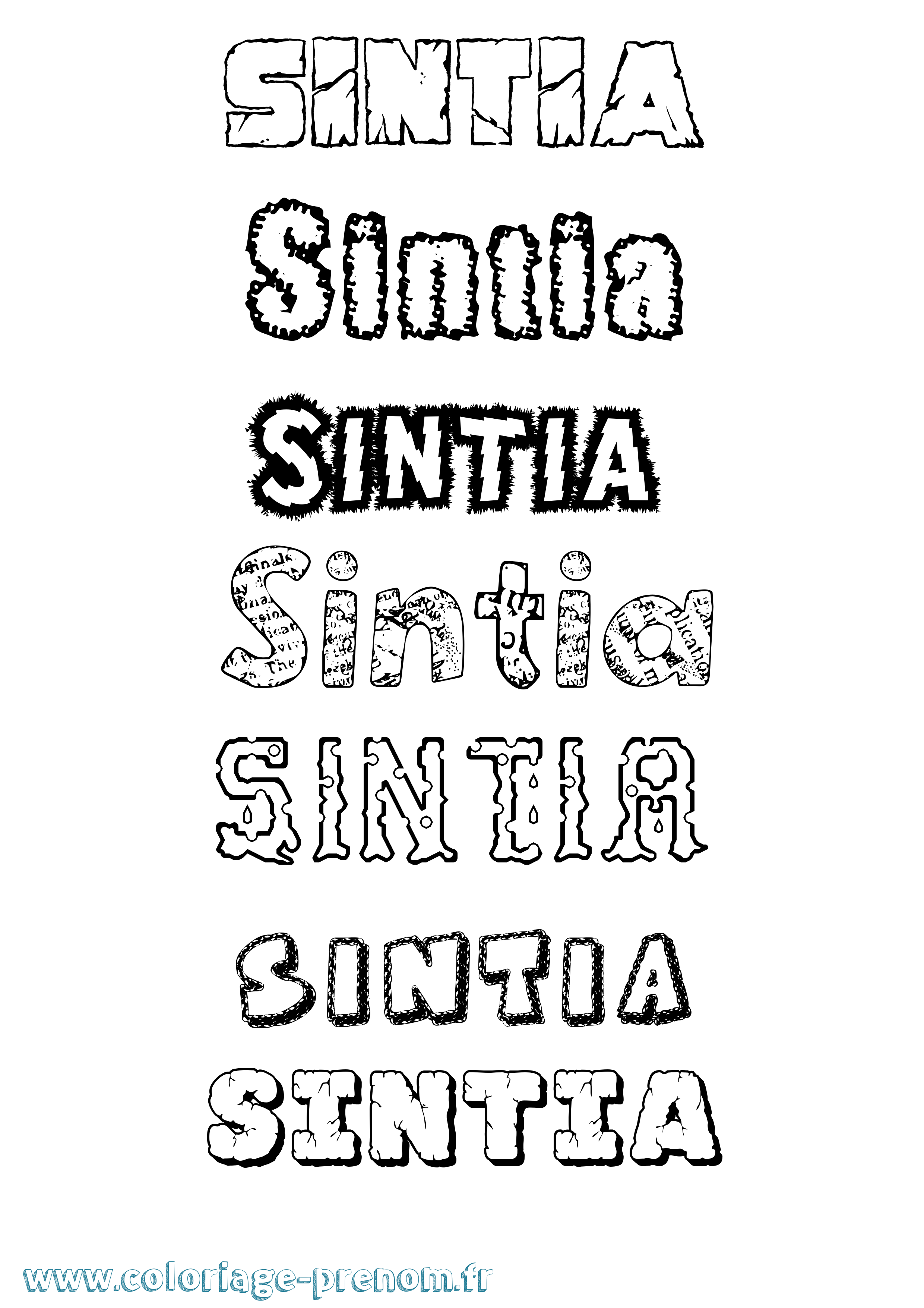 Coloriage Sintia Destructuré Coloriage prénom Sintia Destructuré