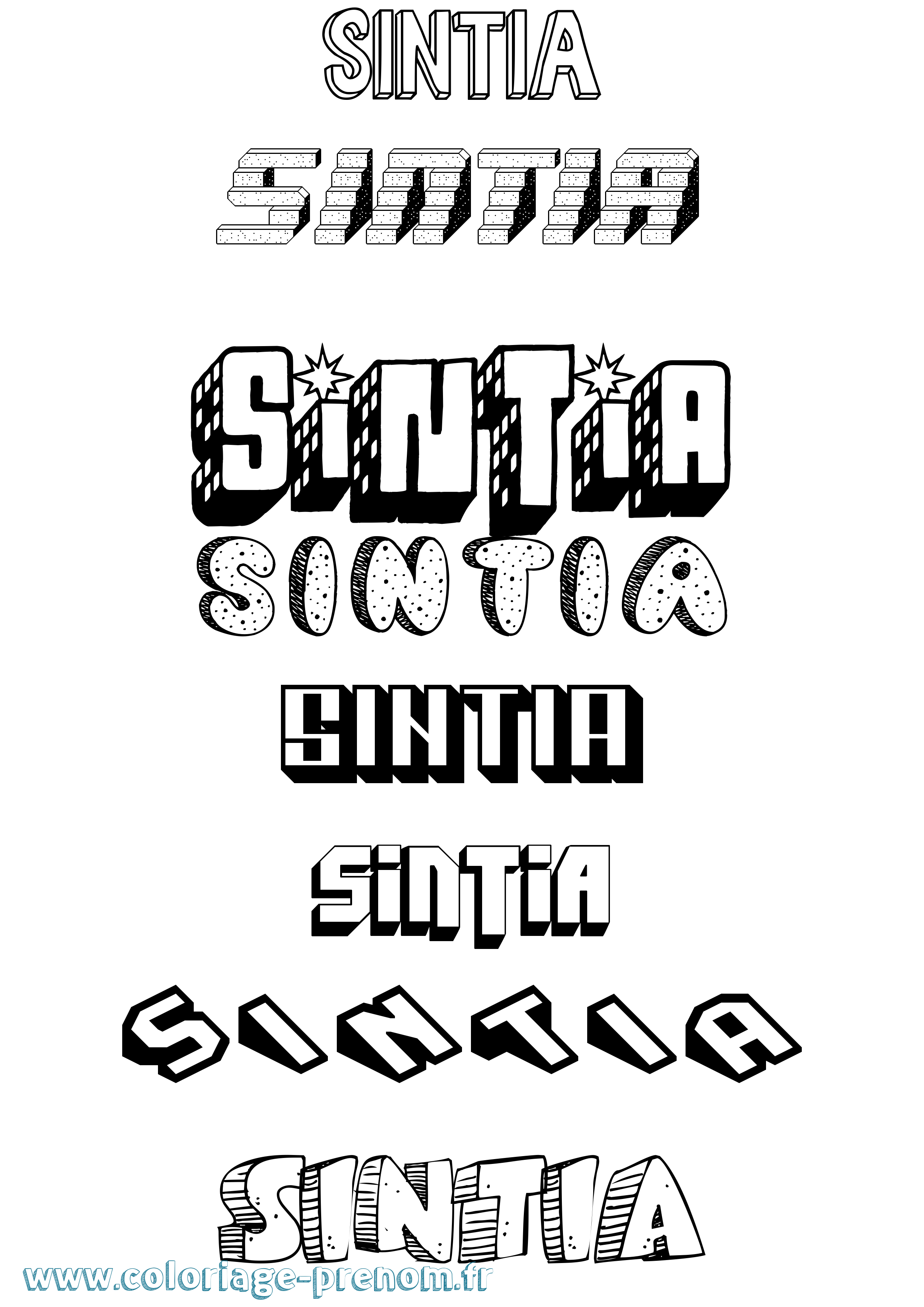 Coloriage Sintia Effet 3D Coloriage prénom Sintia Effet 3D