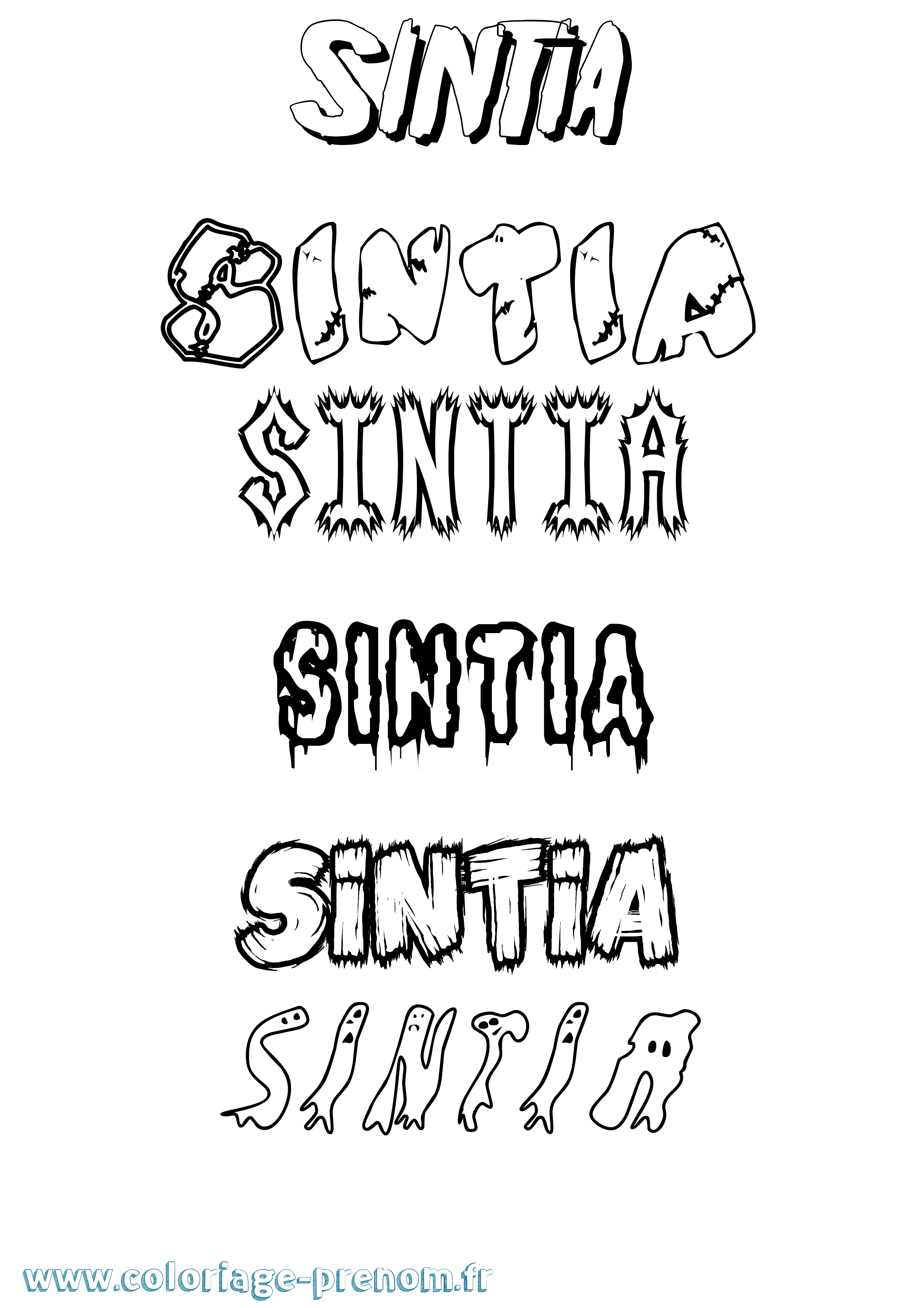 Coloriage Sintia Frisson Coloriage prénom Sintia Frisson
