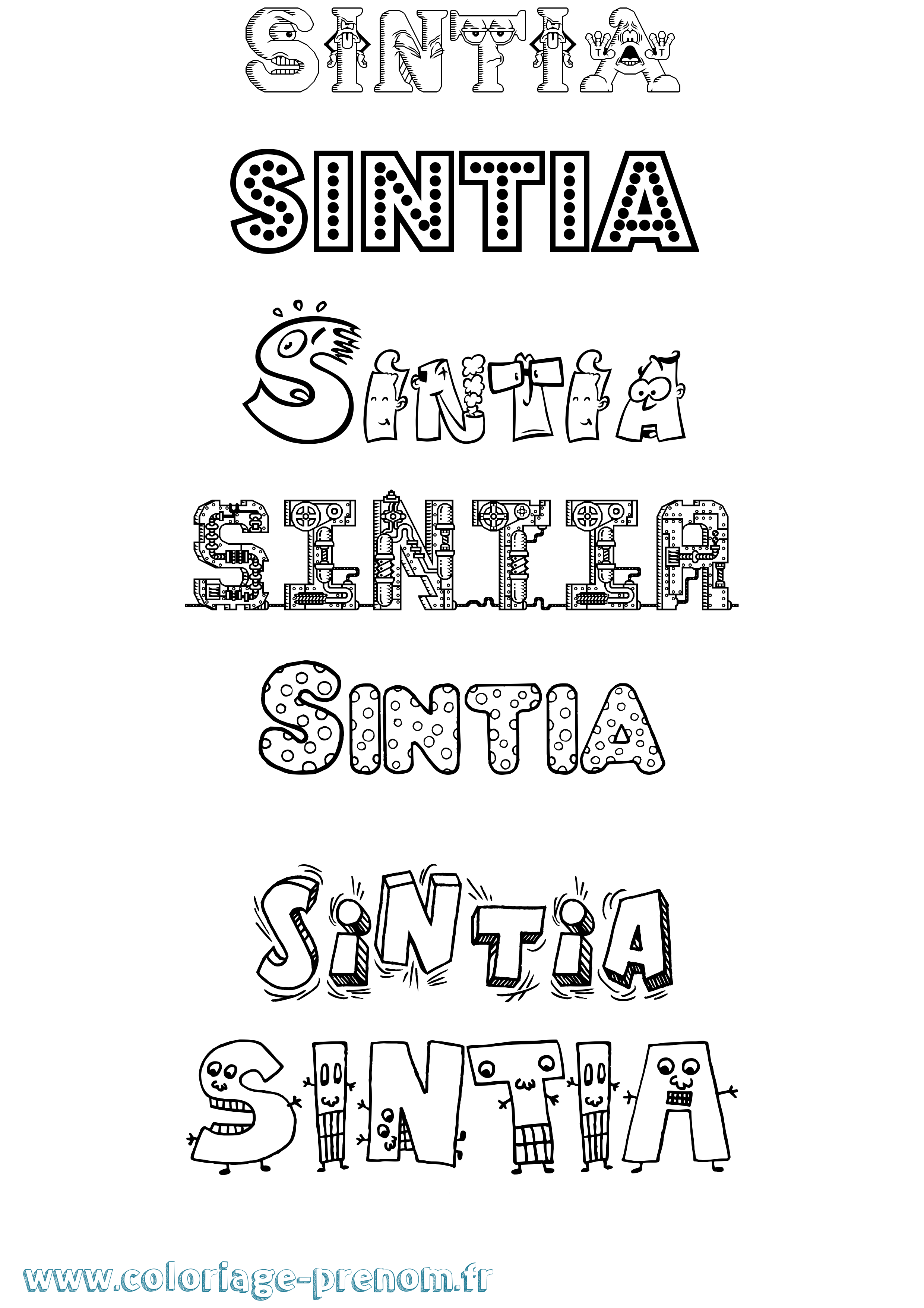 Coloriage Sintia Fun Coloriage prénom Sintia Fun