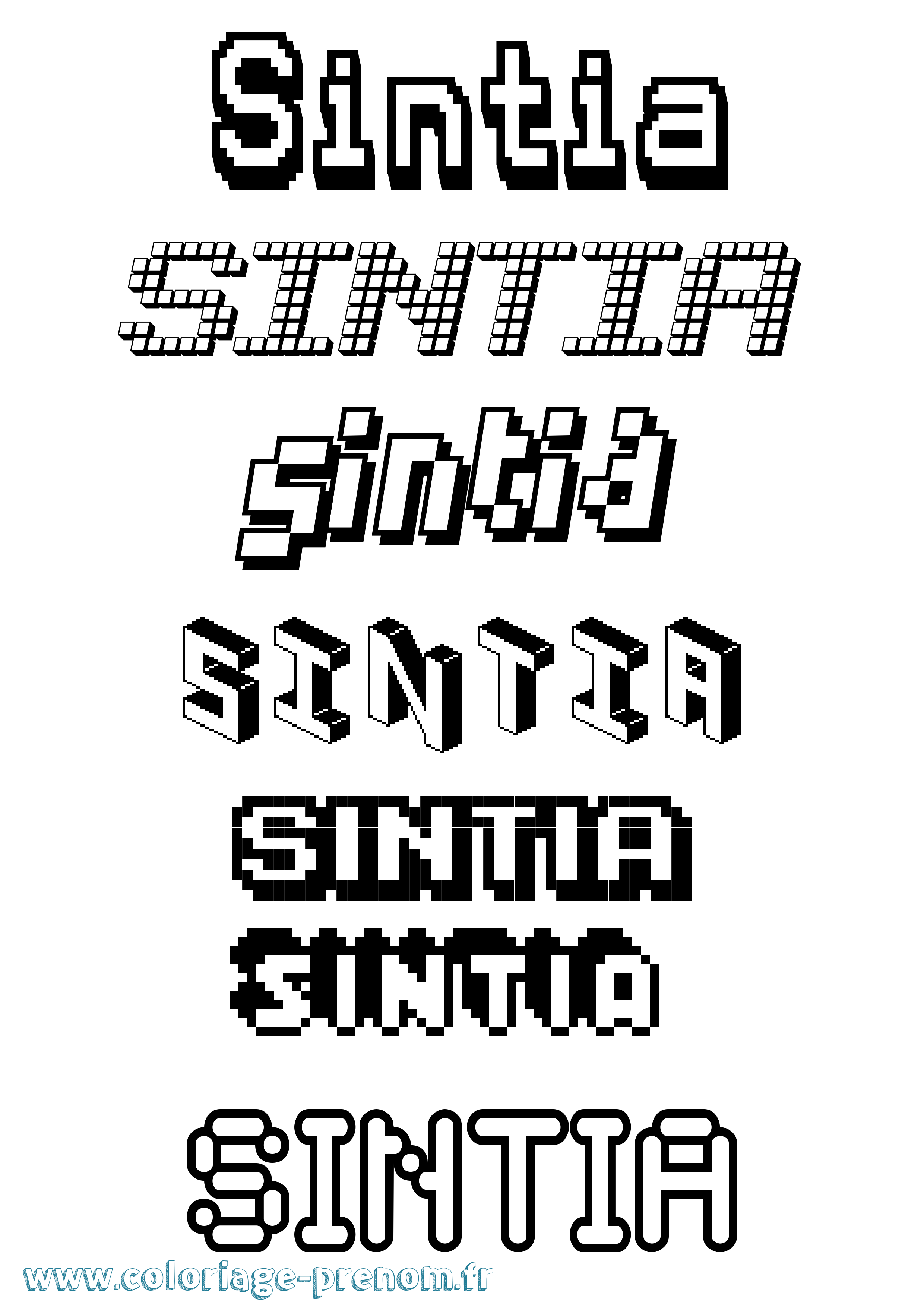 Coloriage Sintia Pixel Coloriage prénom Sintia Pixel