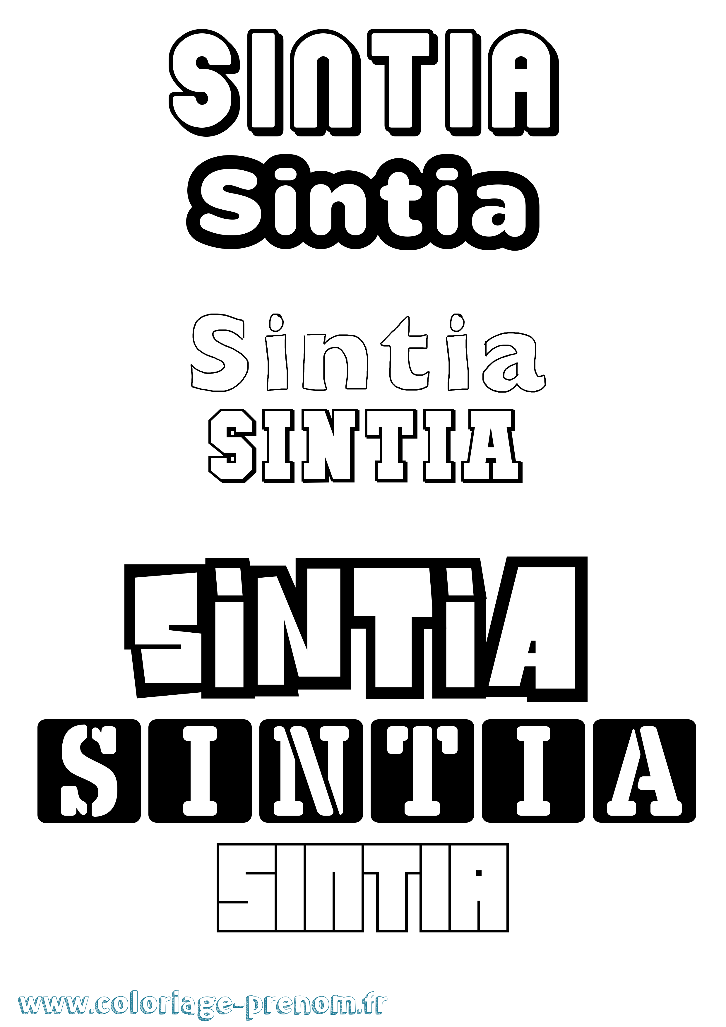 Coloriage Sintia Simple Coloriage prénom Sintia Simple