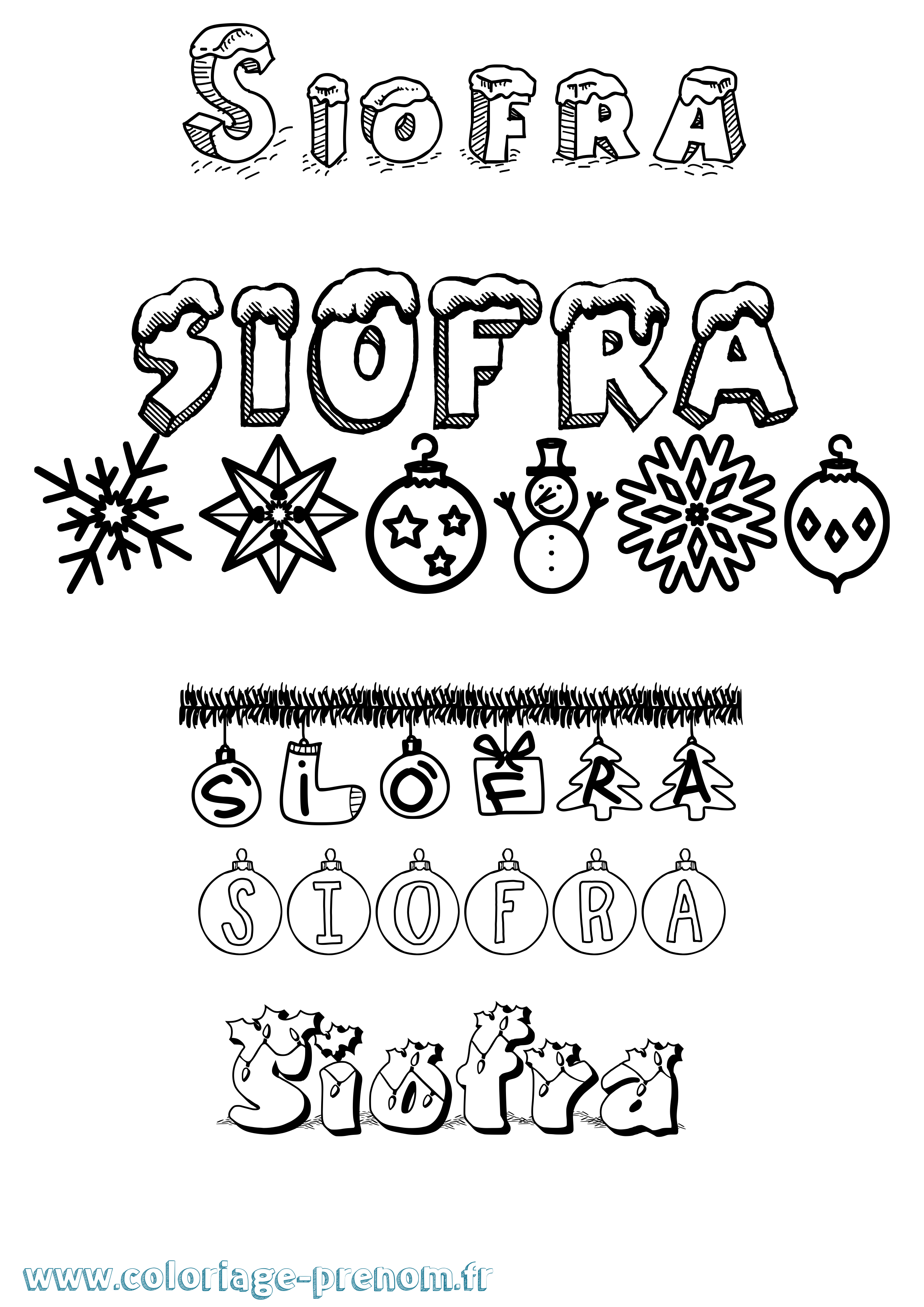 Coloriage Siofra Noël Coloriage prénom Siofra Noël