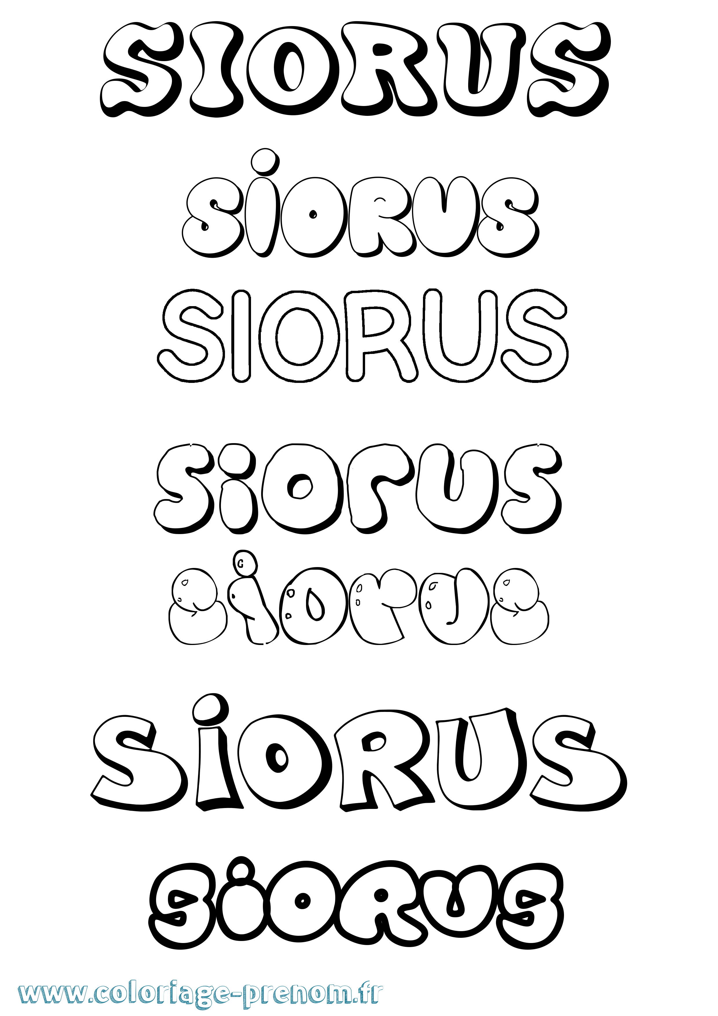 Coloriage Siorus Bubble Coloriage prénom Siorus Bubble
