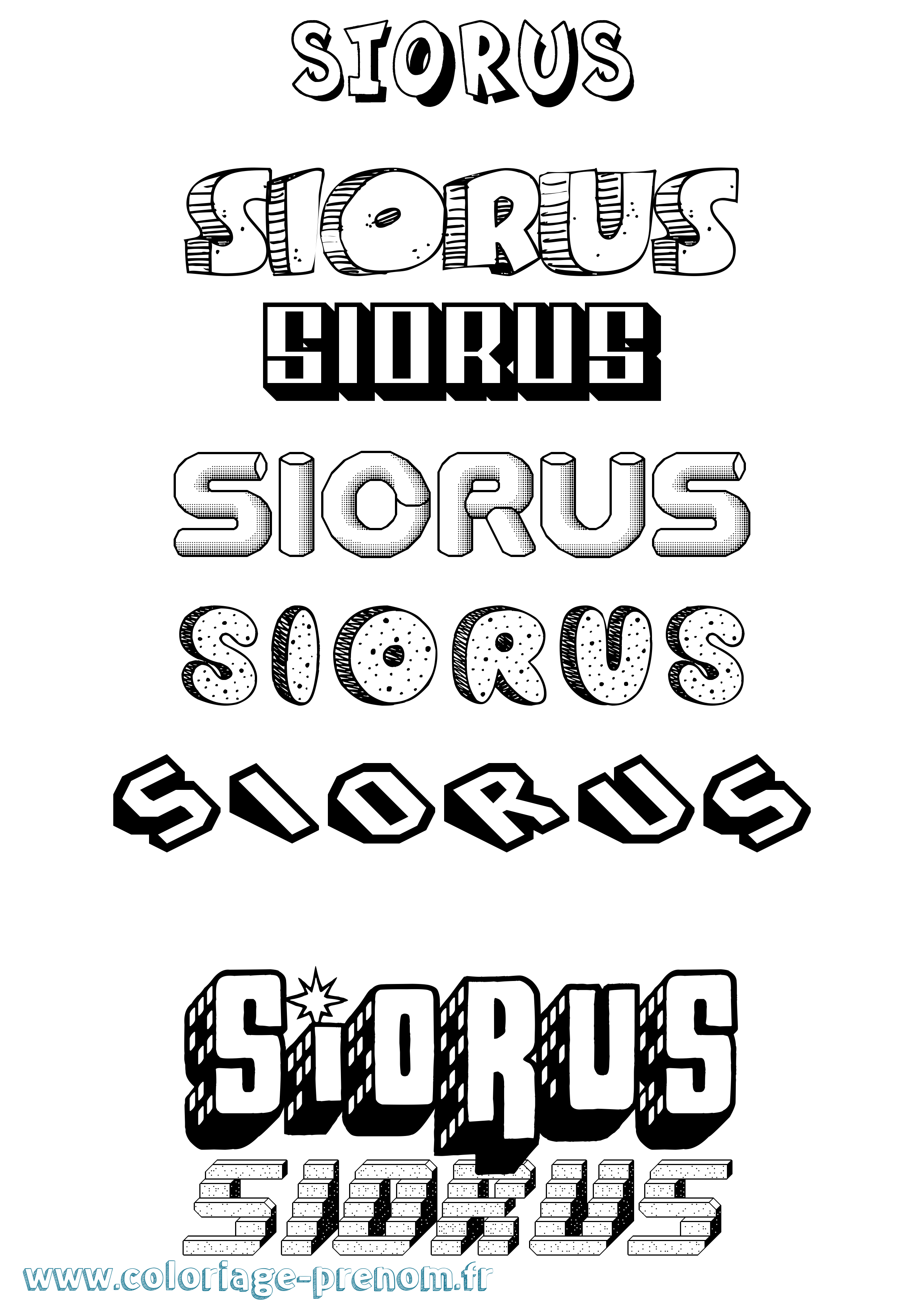Coloriage Siorus Effet 3D Coloriage prénom Siorus Effet 3D