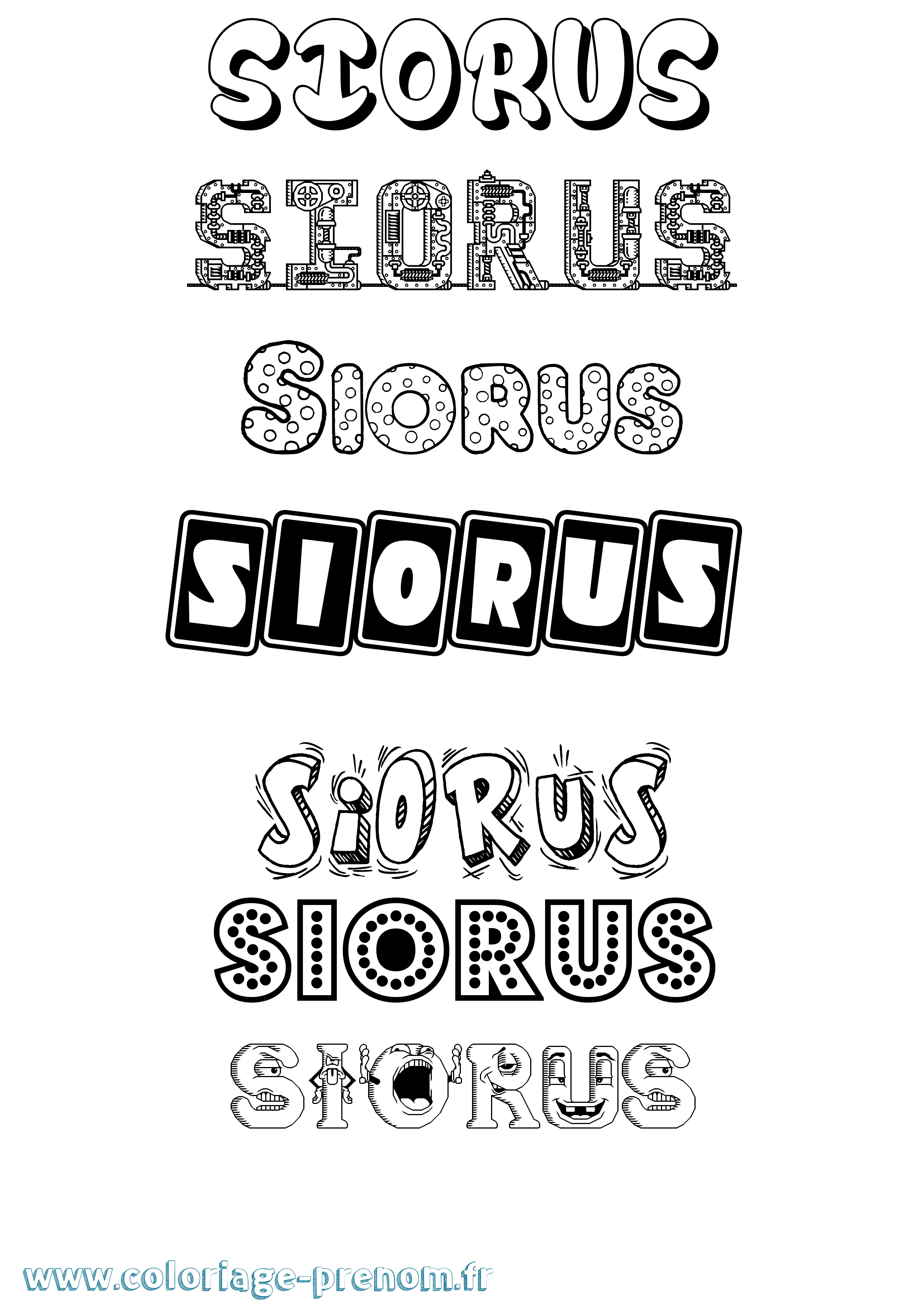 Coloriage Siorus Fun Coloriage prénom Siorus Fun
