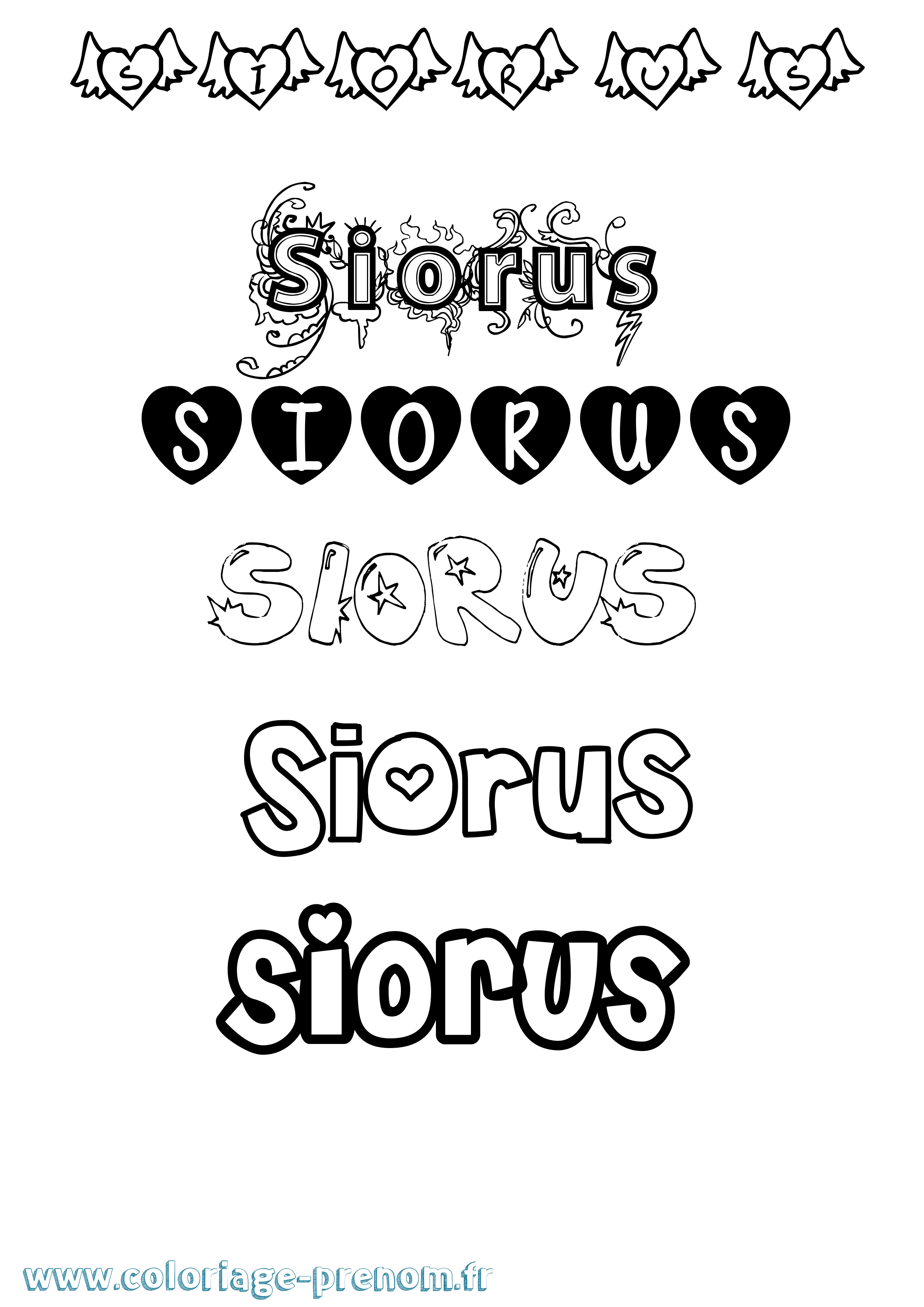 Coloriage Siorus Girly Coloriage prénom Siorus Girly