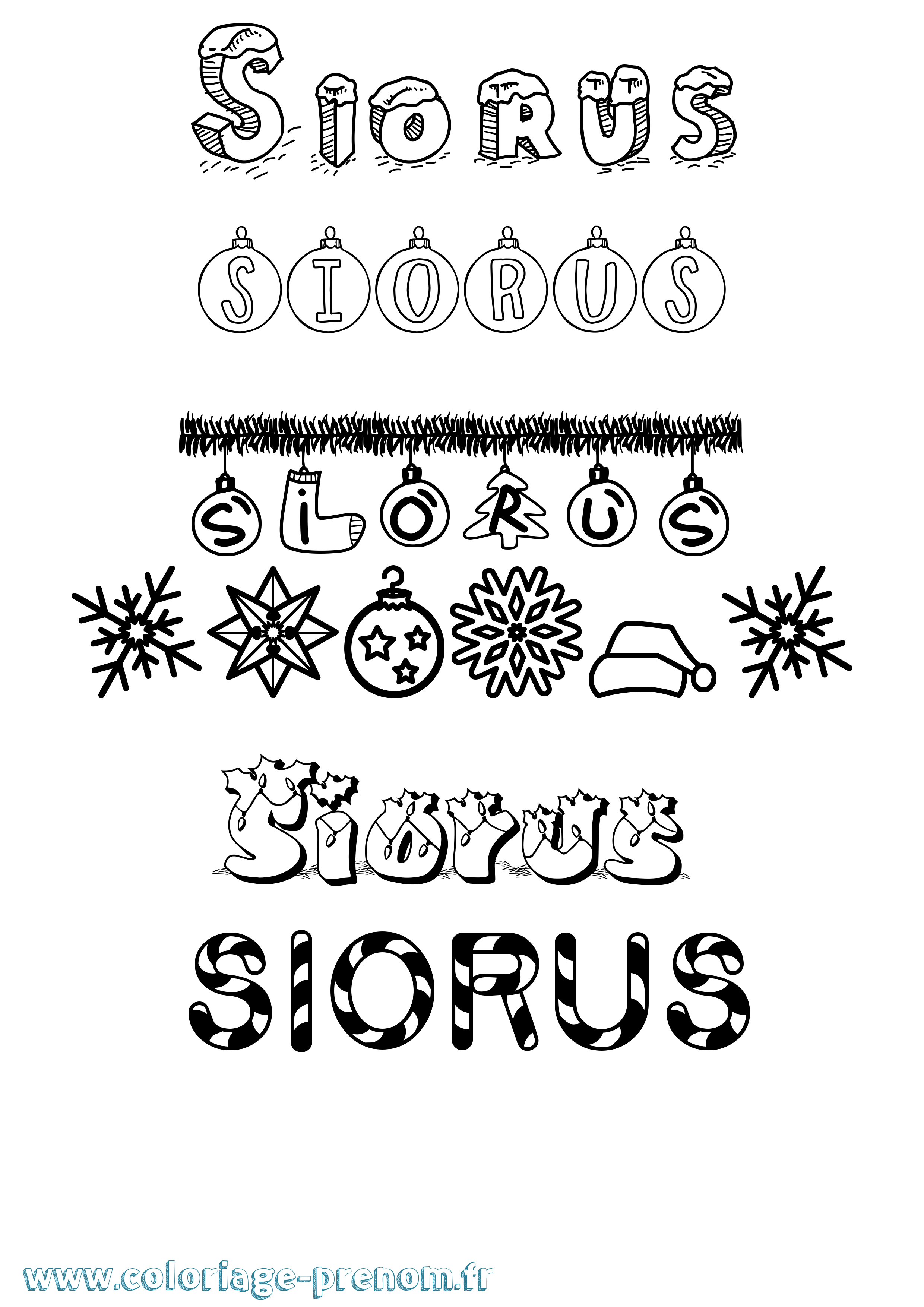 Coloriage Siorus Noël Coloriage prénom Siorus Noël